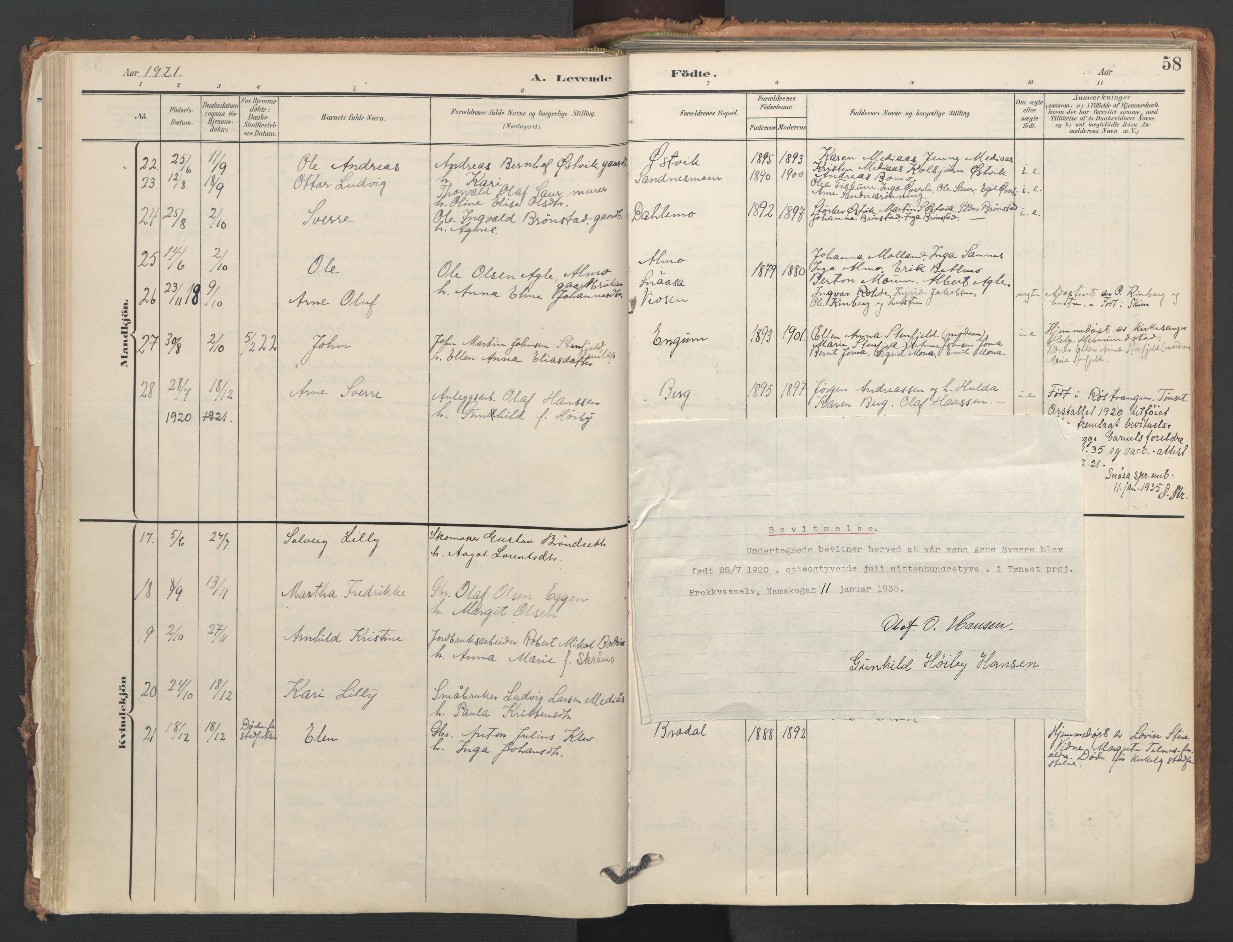 Ministerialprotokoller, klokkerbøker og fødselsregistre - Nord-Trøndelag, AV/SAT-A-1458/749/L0477: Parish register (official) no. 749A11, 1902-1927, p. 58