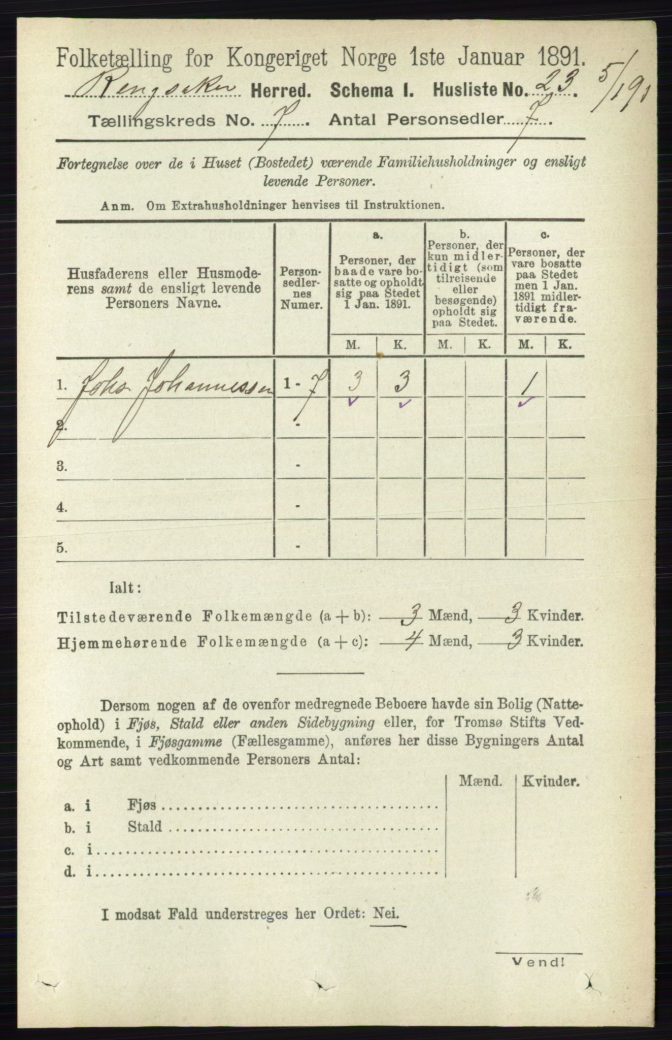 RA, 1891 census for 0412 Ringsaker, 1891, p. 3813