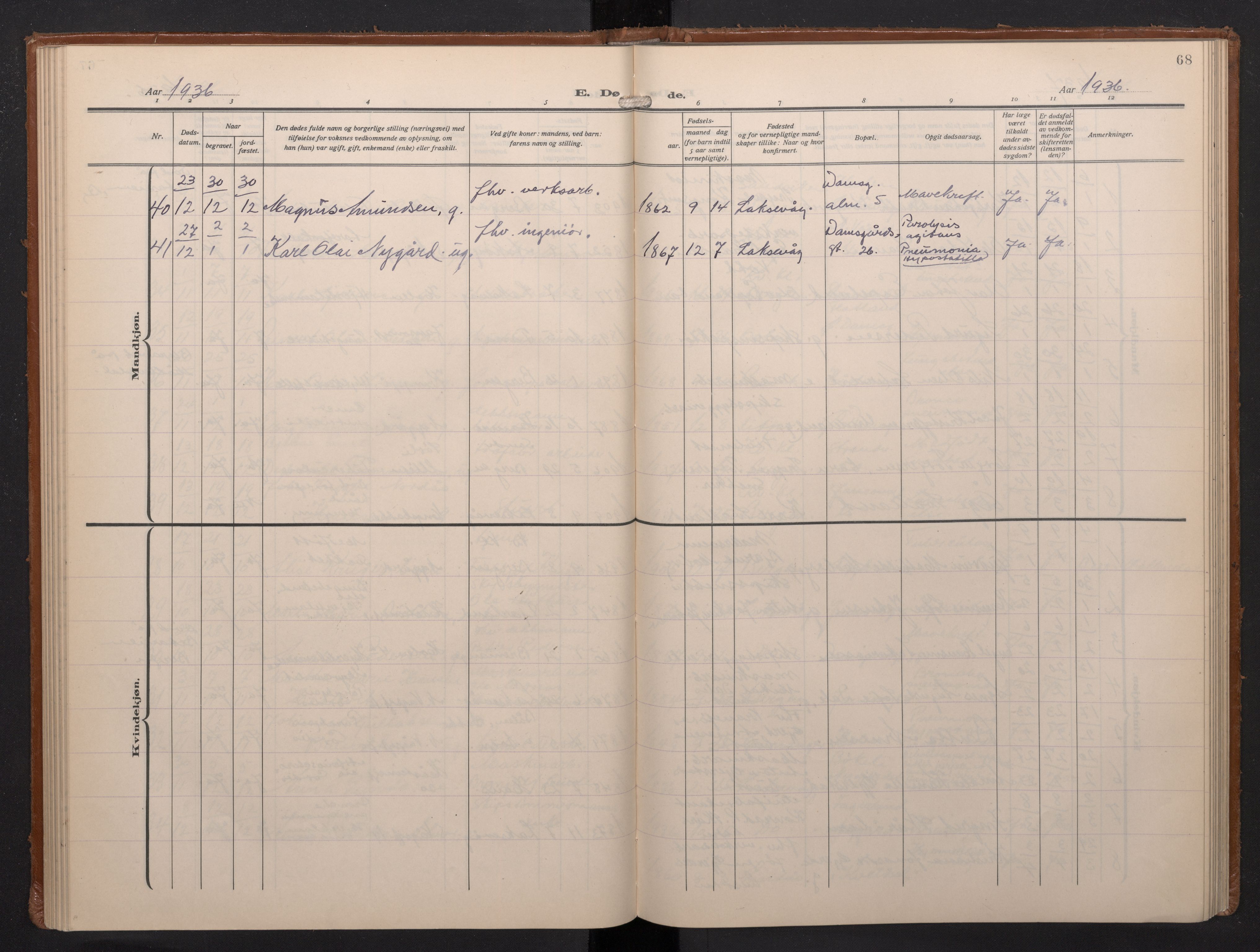 Laksevåg Sokneprestembete, AV/SAB-A-76501/H/Ha/Haa/Haae/L0001: Parish register (official) no. E 1, 1924-1950, p. 68