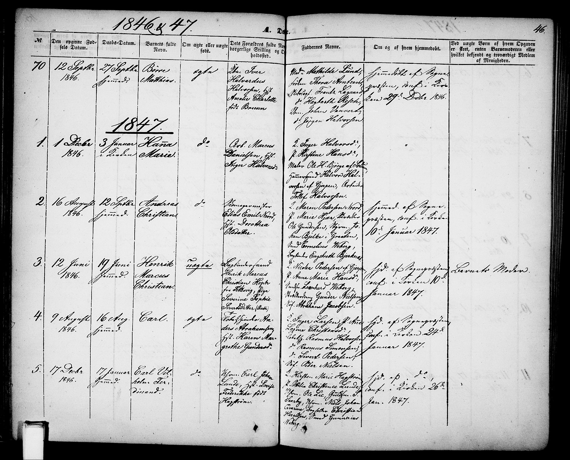 Skien kirkebøker, SAKO/A-302/G/Ga/L0004: Parish register (copy) no. 4, 1843-1867, p. 46