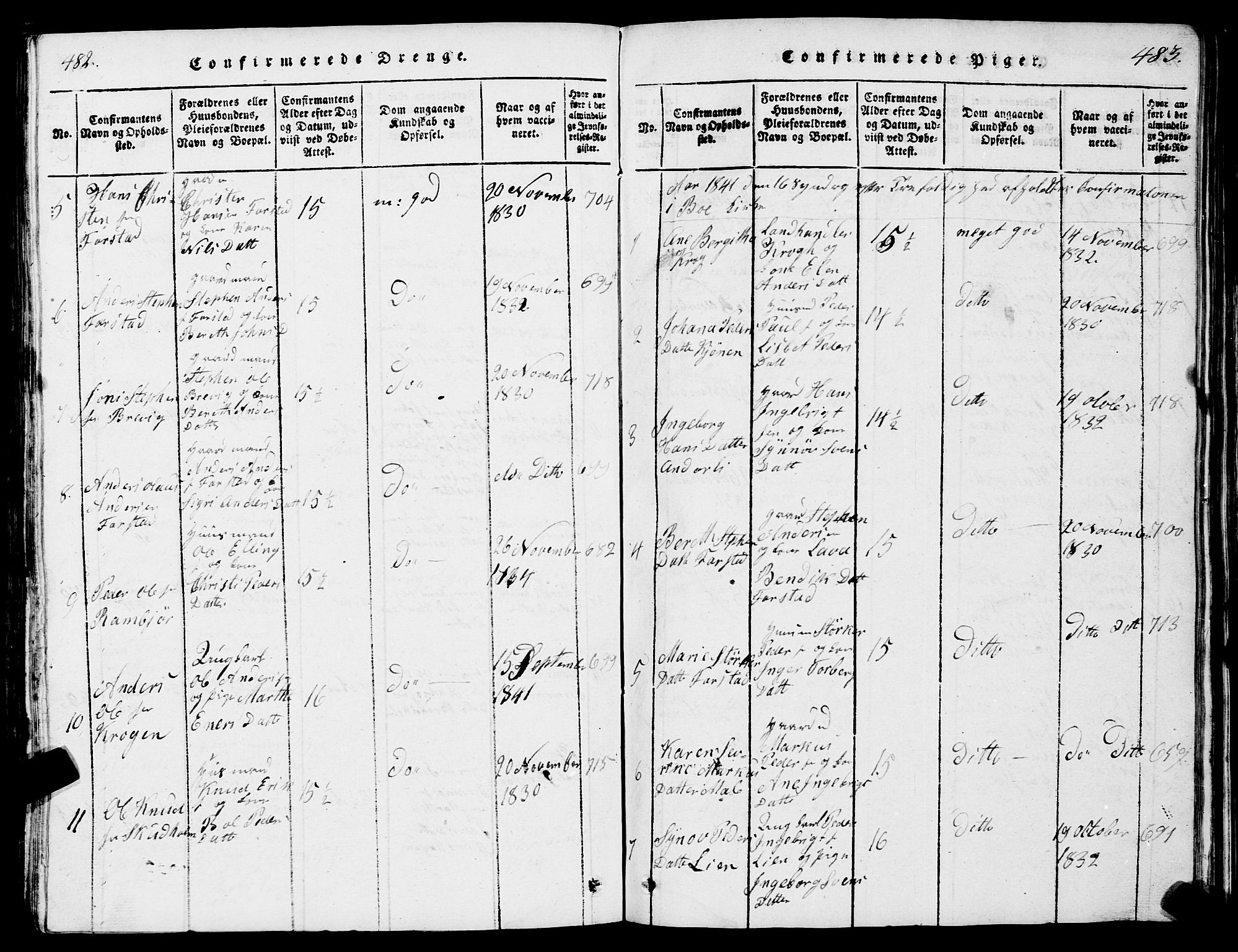 Ministerialprotokoller, klokkerbøker og fødselsregistre - Møre og Romsdal, SAT/A-1454/567/L0781: Parish register (copy) no. 567C01, 1818-1845, p. 482-483