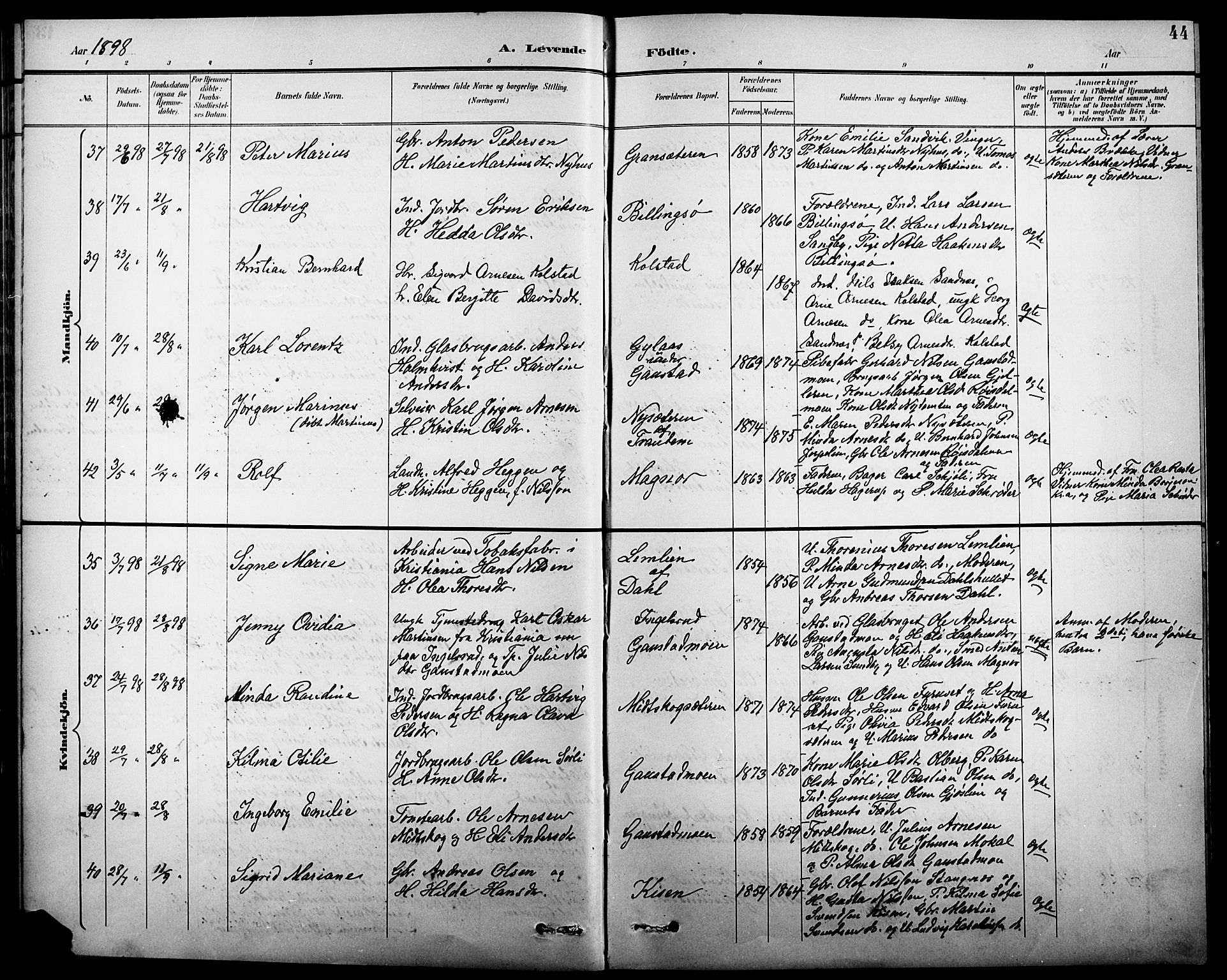 Eidskog prestekontor, AV/SAH-PREST-026/H/Ha/Hab/L0001: Parish register (copy) no. 1, 1895-1917, p. 44