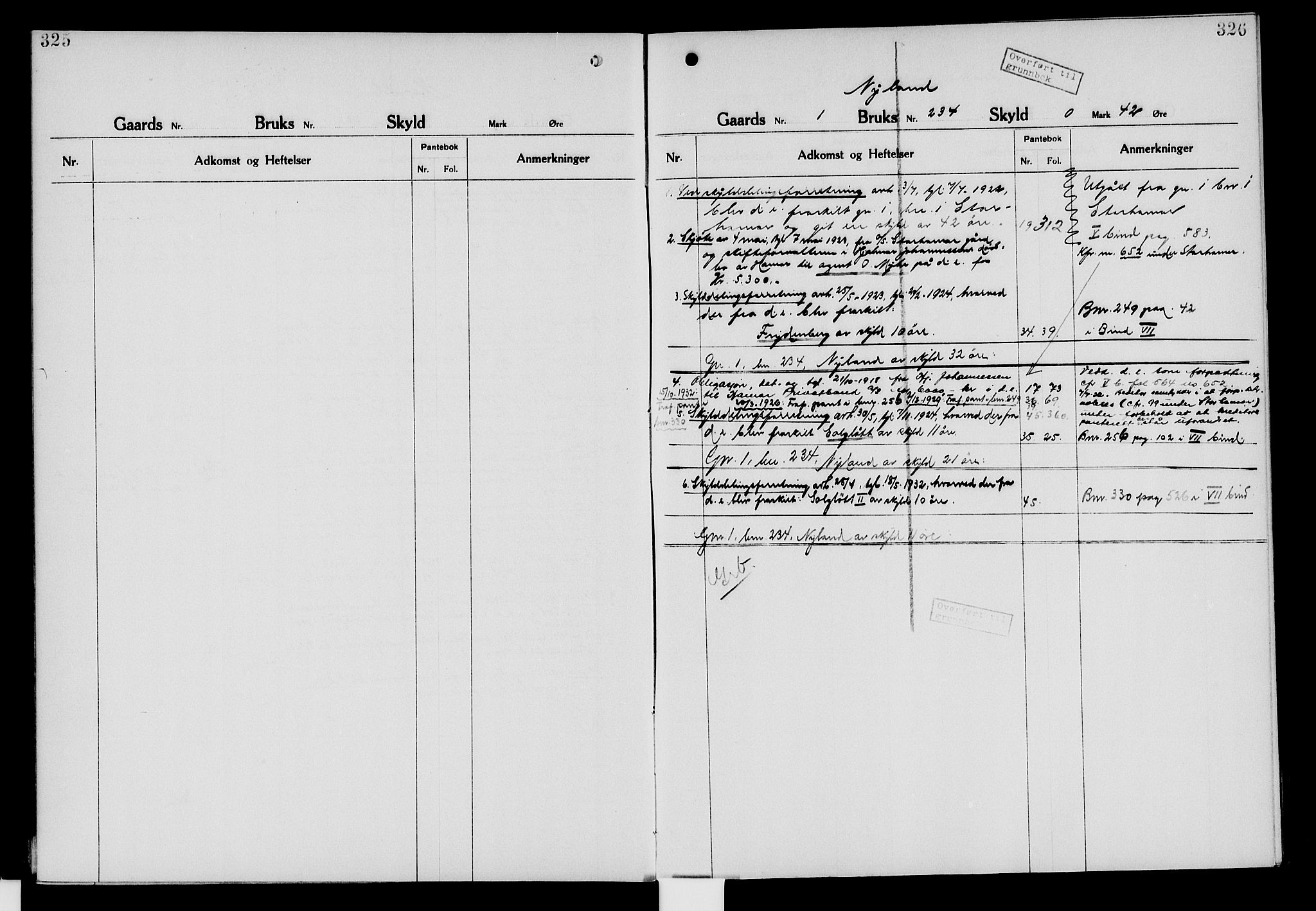 Nord-Hedmark sorenskriveri, SAH/TING-012/H/Ha/Had/Hade/L0006: Mortgage register no. 4.6, 1920-1940, p. 325-326