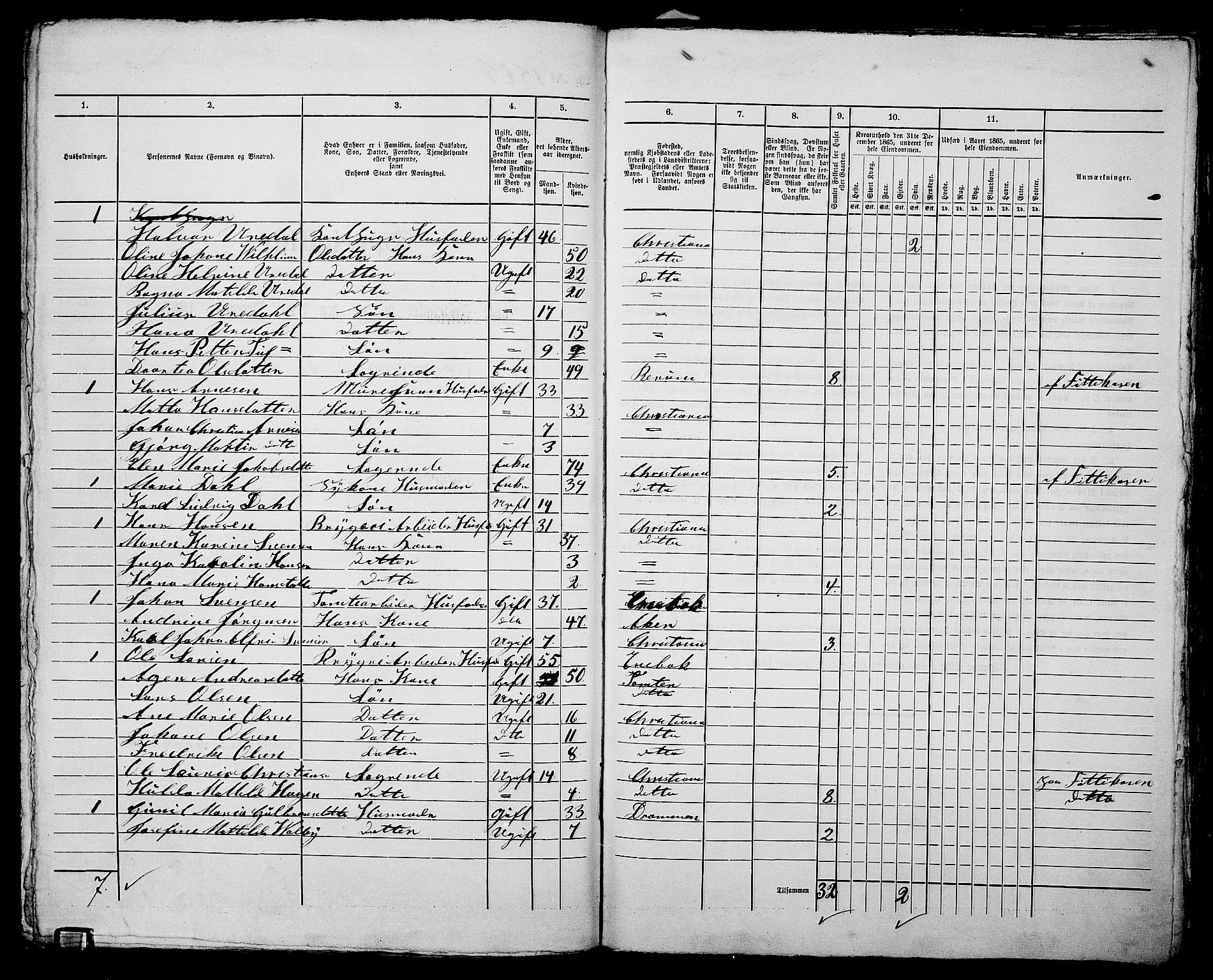 RA, 1865 census for Kristiania, 1865, p. 3556