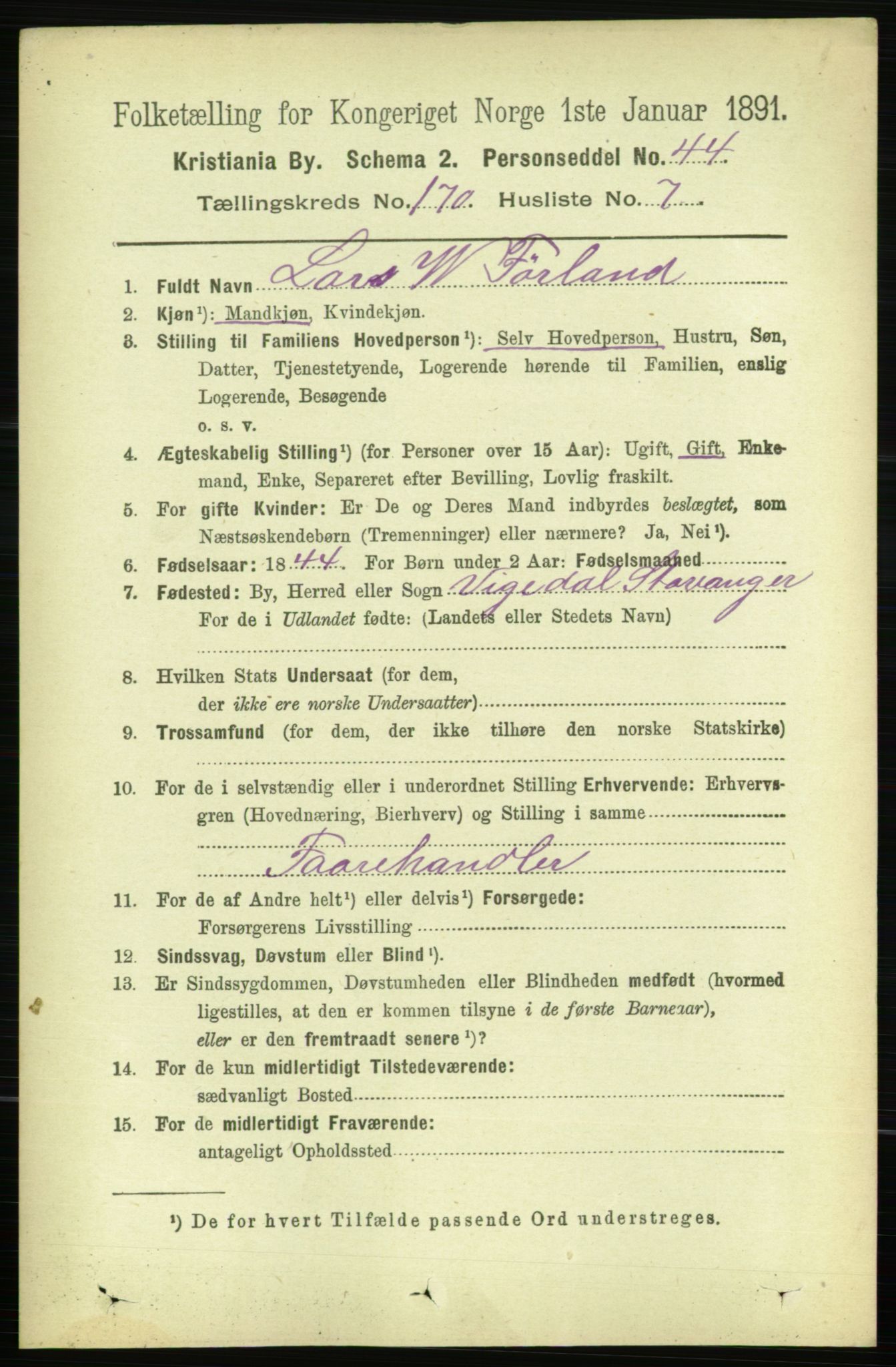 RA, 1891 census for 0301 Kristiania, 1891, p. 99900