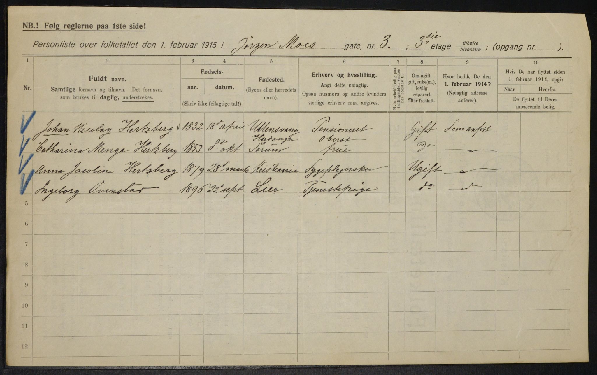 OBA, Municipal Census 1915 for Kristiania, 1915, p. 47260