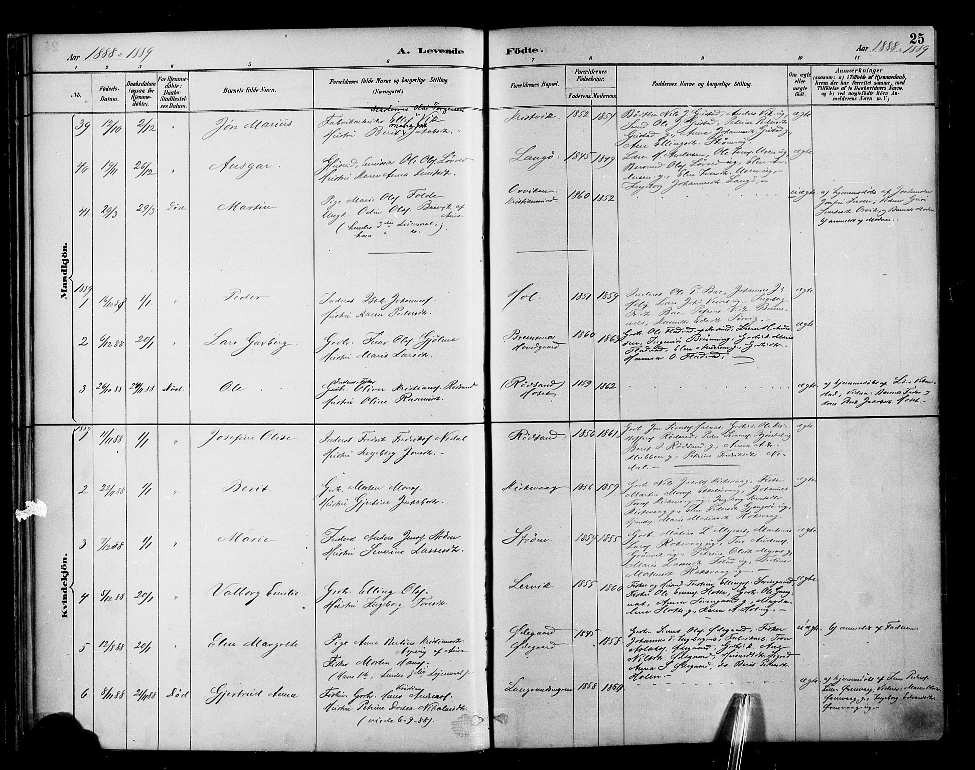 Ministerialprotokoller, klokkerbøker og fødselsregistre - Møre og Romsdal, SAT/A-1454/569/L0819: Parish register (official) no. 569A05, 1885-1899, p. 25