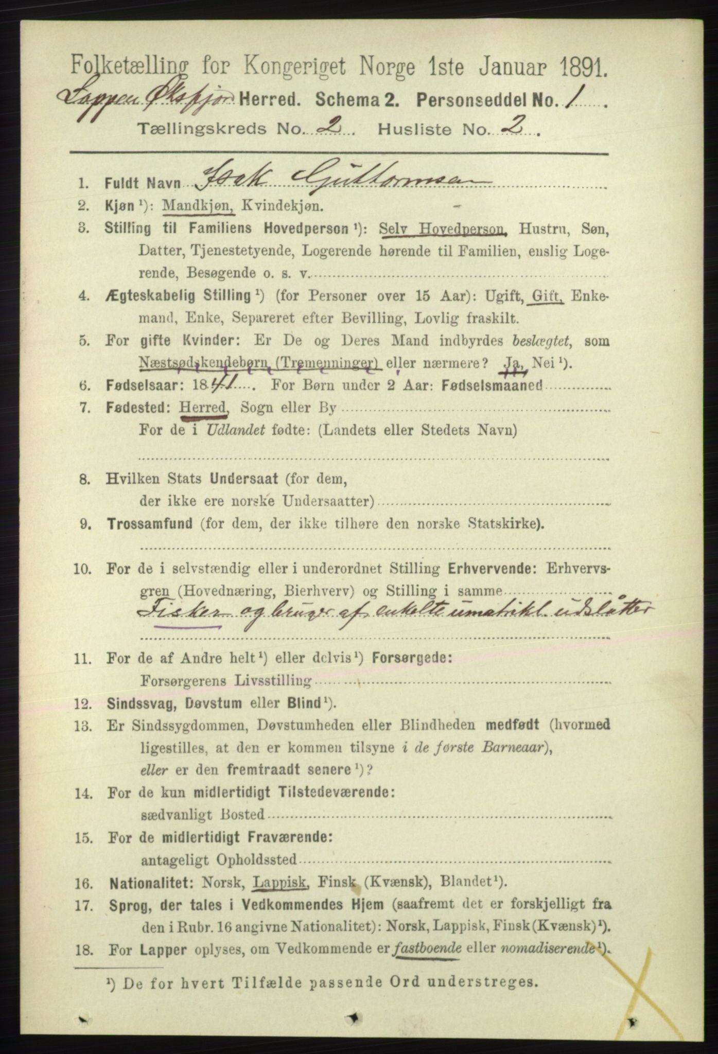 RA, 1891 census for 2014 Loppa, 1891, p. 377