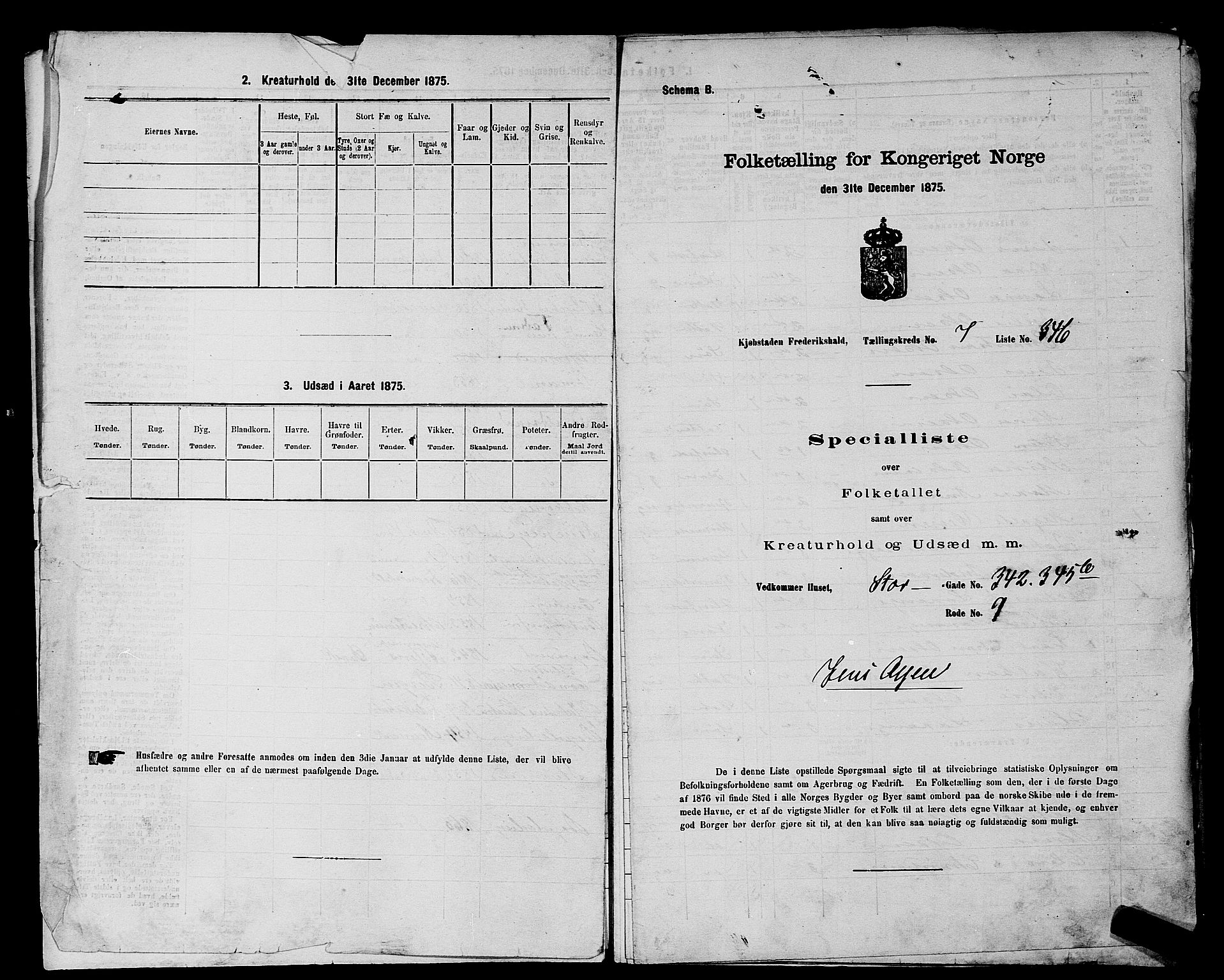 RA, 1875 census for 0101P Fredrikshald, 1875, p. 840