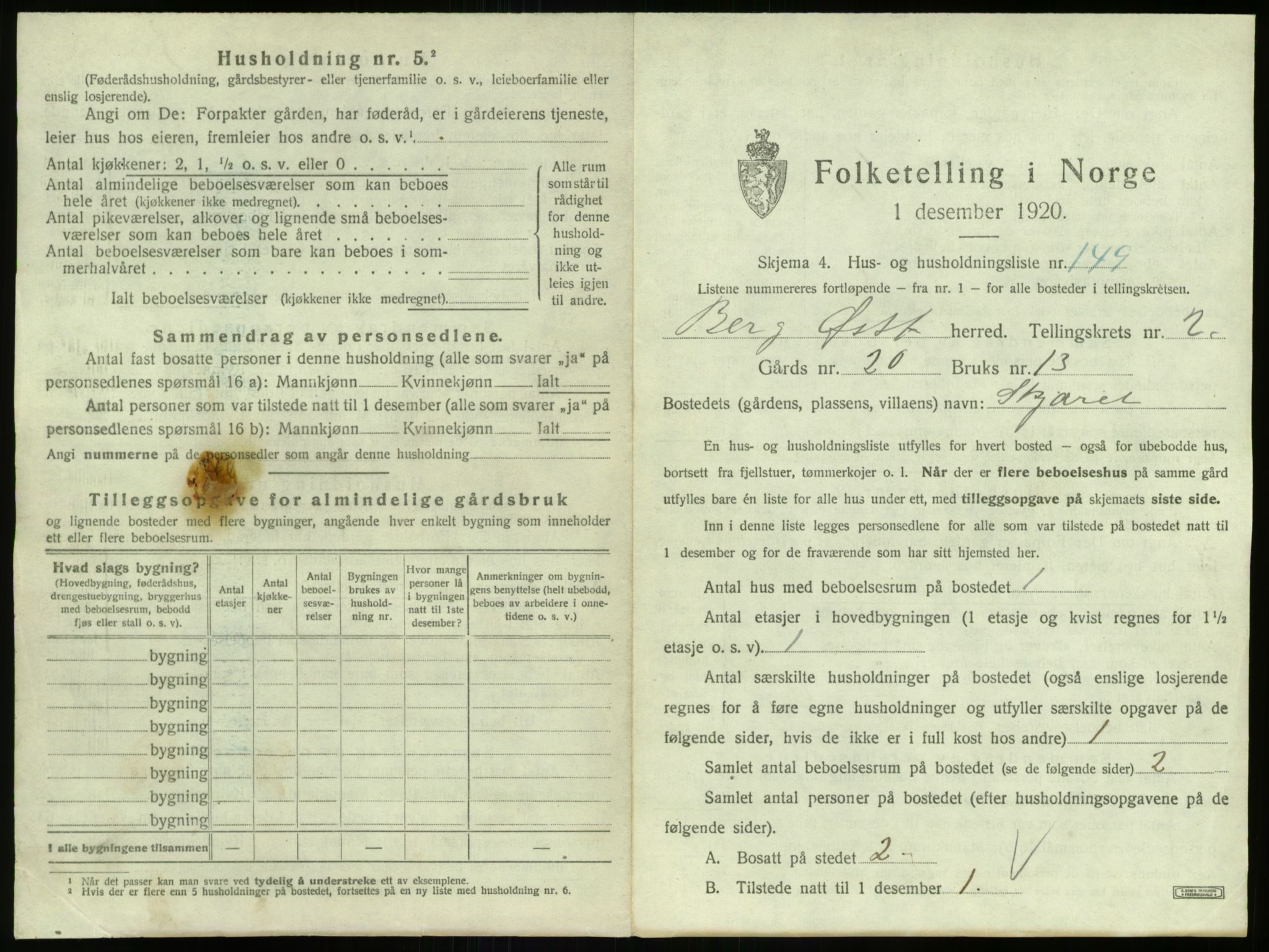 SAO, 1920 census for Berg, 1920, p. 560