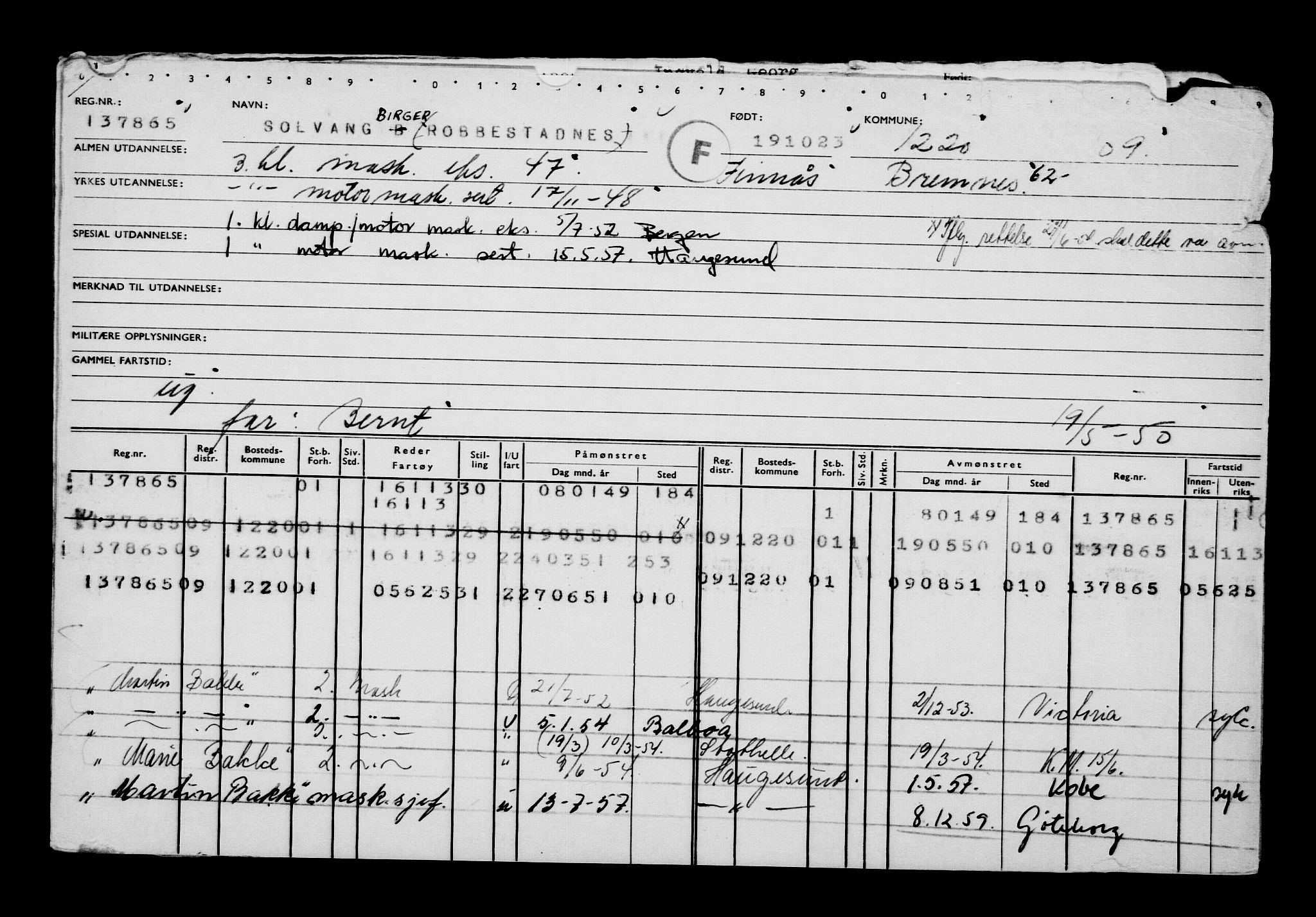 Direktoratet for sjømenn, RA/S-3545/G/Gb/L0224: Hovedkort, 1923, p. 100