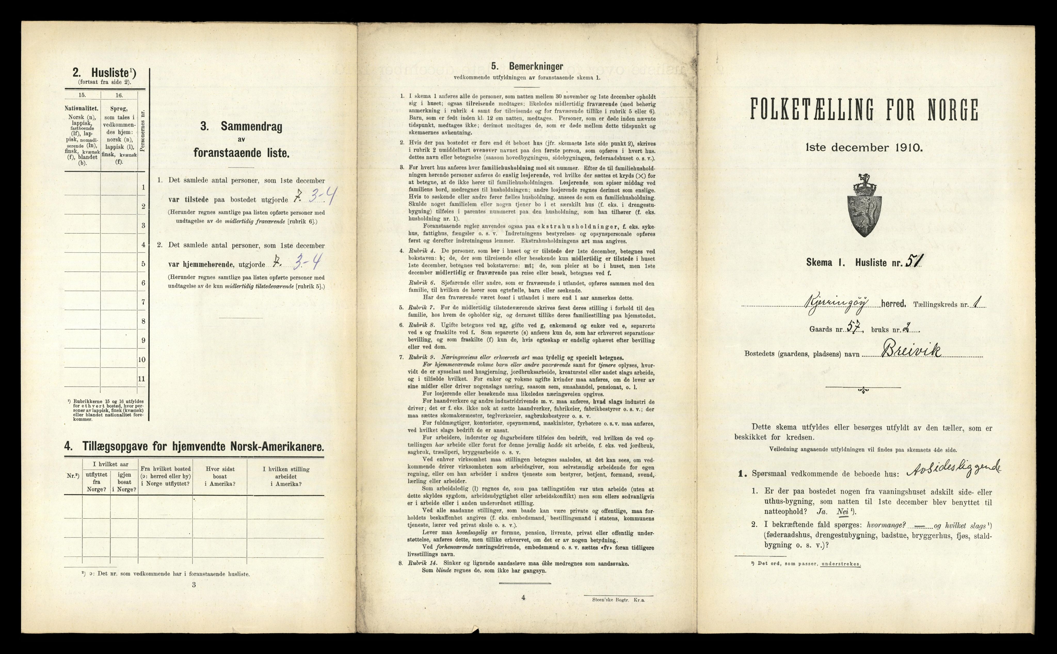 RA, 1910 census for Kjerringøy, 1910, p. 121