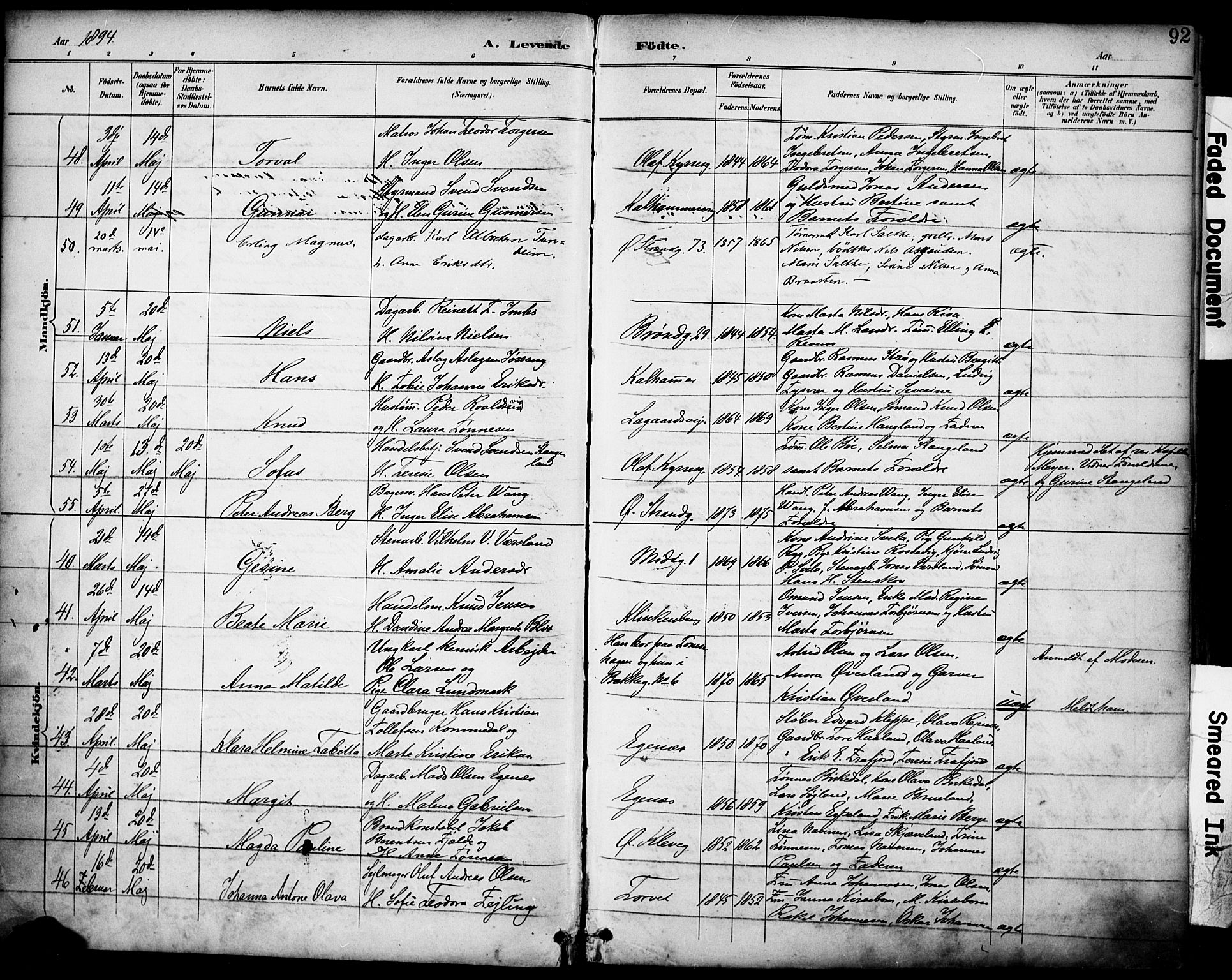 Domkirken sokneprestkontor, AV/SAST-A-101812/001/30/30BA/L0030: Parish register (official) no. A 29, 1889-1902, p. 92