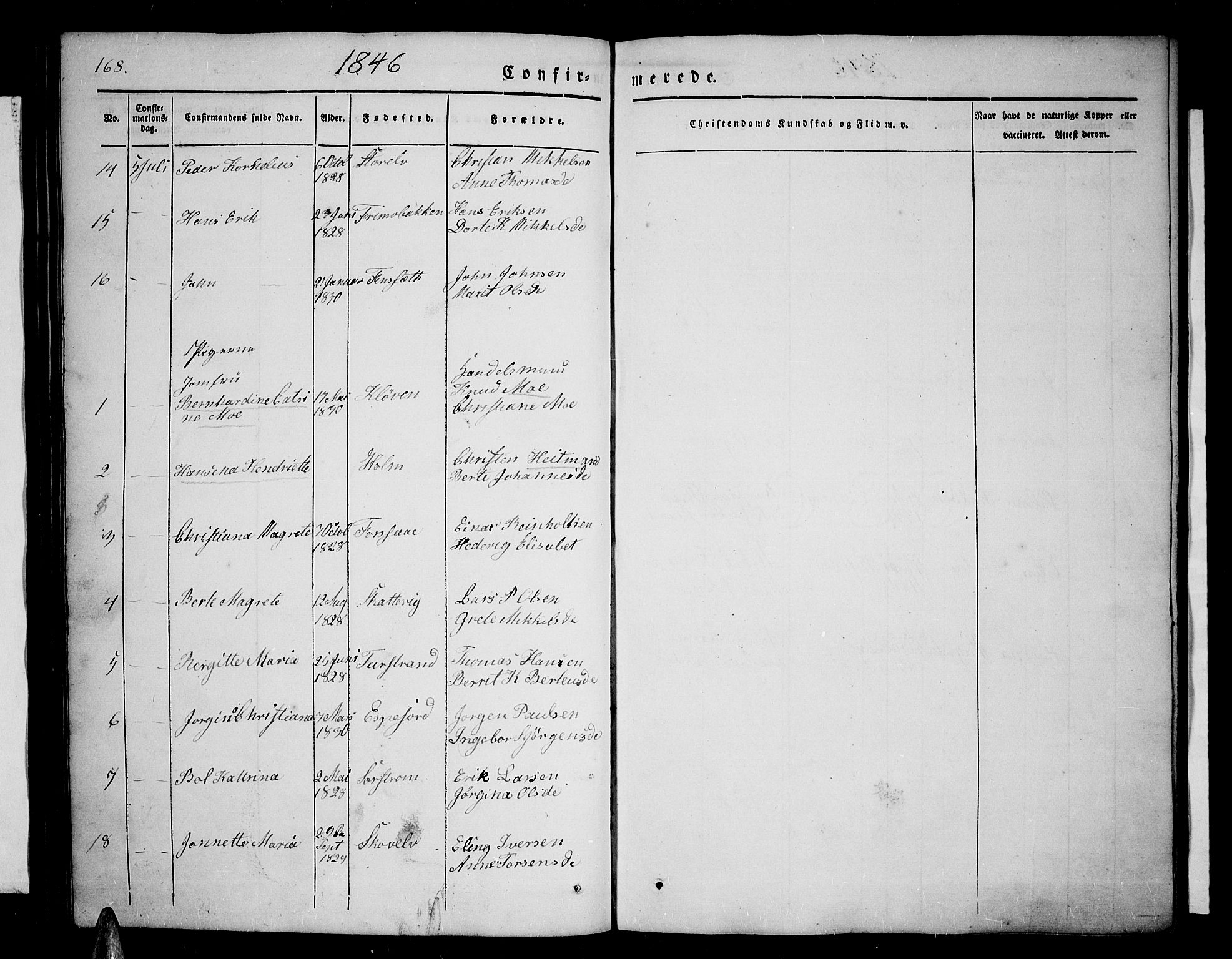 Tranøy sokneprestkontor, AV/SATØ-S-1313/I/Ia/Iab/L0001klokker: Parish register (copy) no. 1, 1835-1853, p. 168