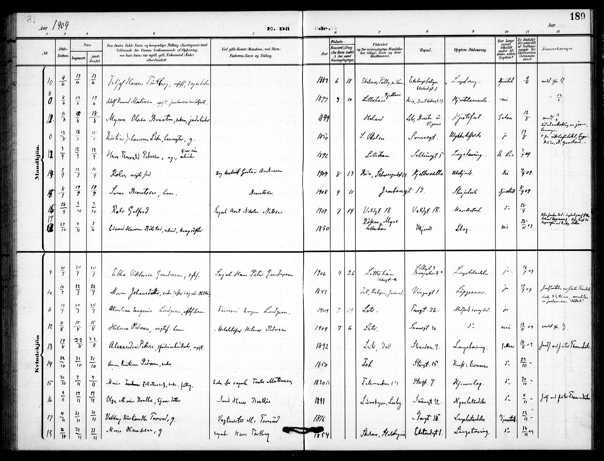 Skedsmo prestekontor Kirkebøker, AV/SAO-A-10033a/F/Fc/L0001: Parish register (official) no. III 1, 1908-1916, p. 189