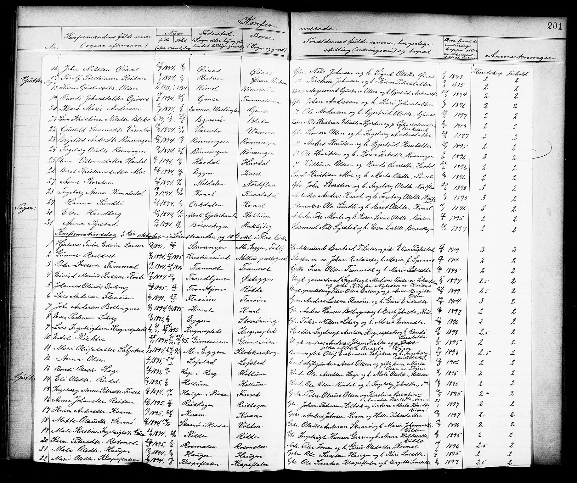 Ministerialprotokoller, klokkerbøker og fødselsregistre - Sør-Trøndelag, SAT/A-1456/691/L1094: Parish register (copy) no. 691C05, 1879-1911, p. 201i