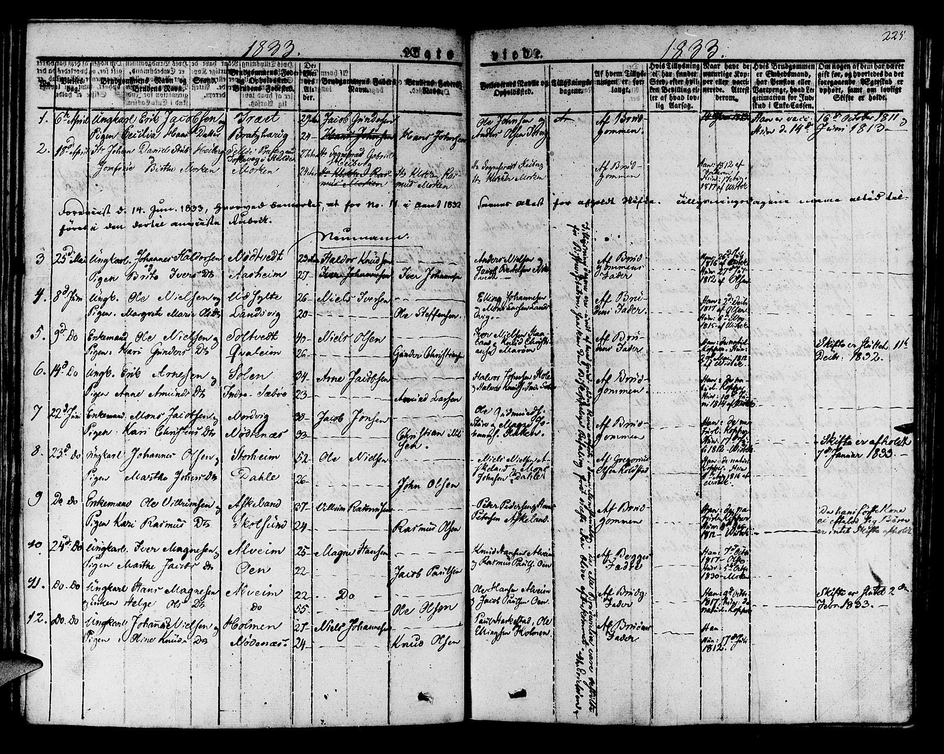 Manger sokneprestembete, SAB/A-76801/H/Haa: Parish register (official) no. A 4, 1824-1838, p. 225