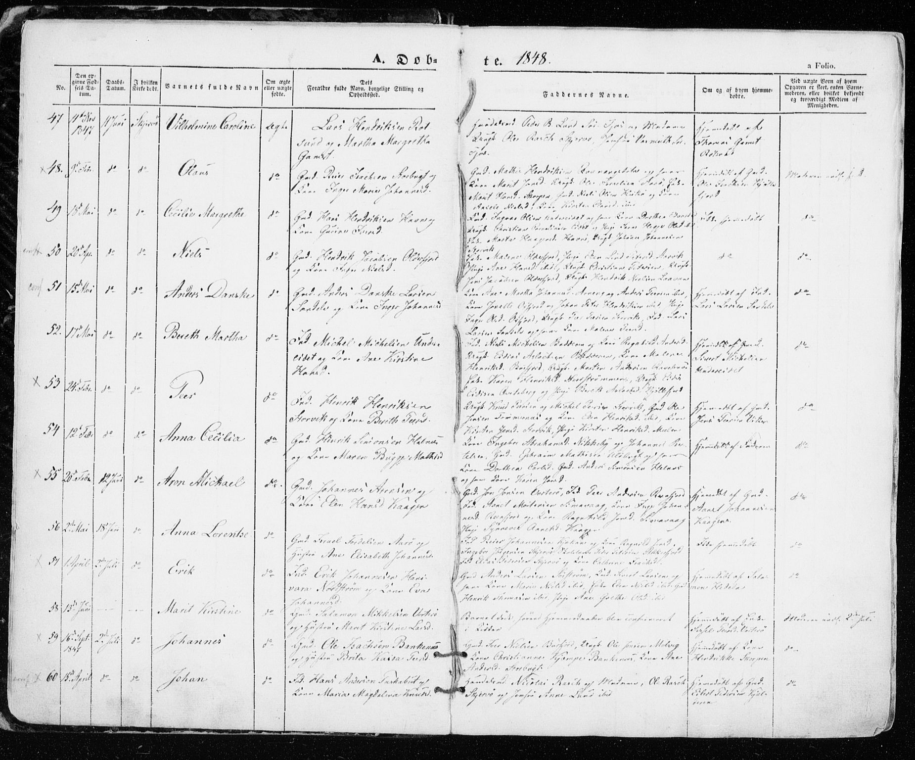 Skjervøy sokneprestkontor, AV/SATØ-S-1300/H/Ha/Haa/L0006kirke: Parish register (official) no. 6, 1848-1859