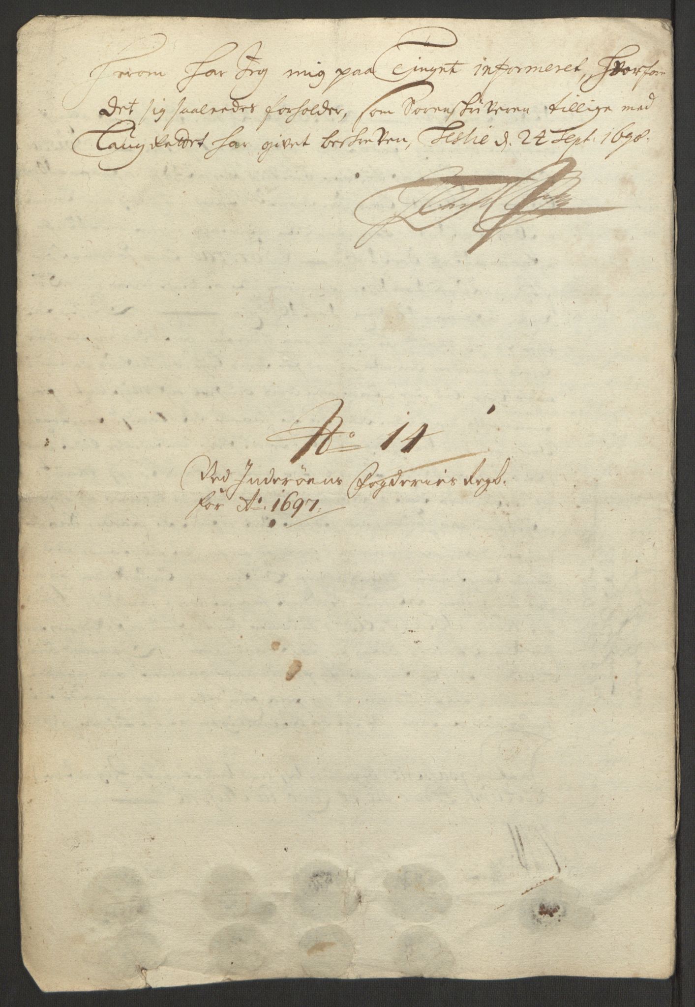 Rentekammeret inntil 1814, Reviderte regnskaper, Fogderegnskap, AV/RA-EA-4092/R63/L4309: Fogderegnskap Inderøy, 1695-1697, p. 560