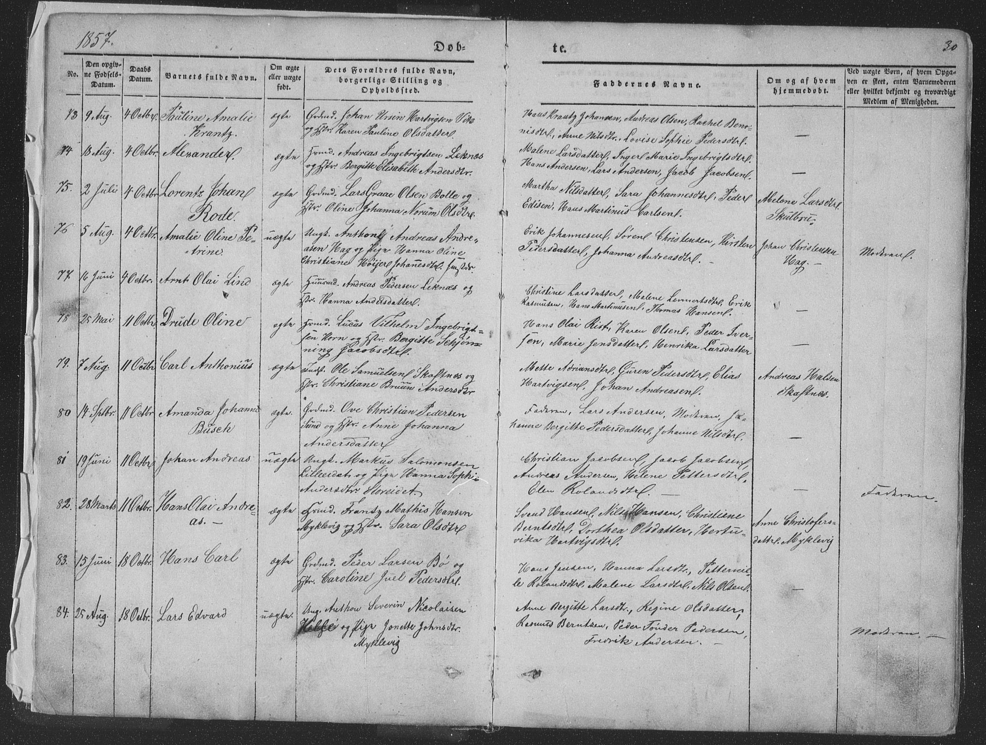 Ministerialprotokoller, klokkerbøker og fødselsregistre - Nordland, AV/SAT-A-1459/881/L1165: Parish register (copy) no. 881C02, 1854-1876, p. 30