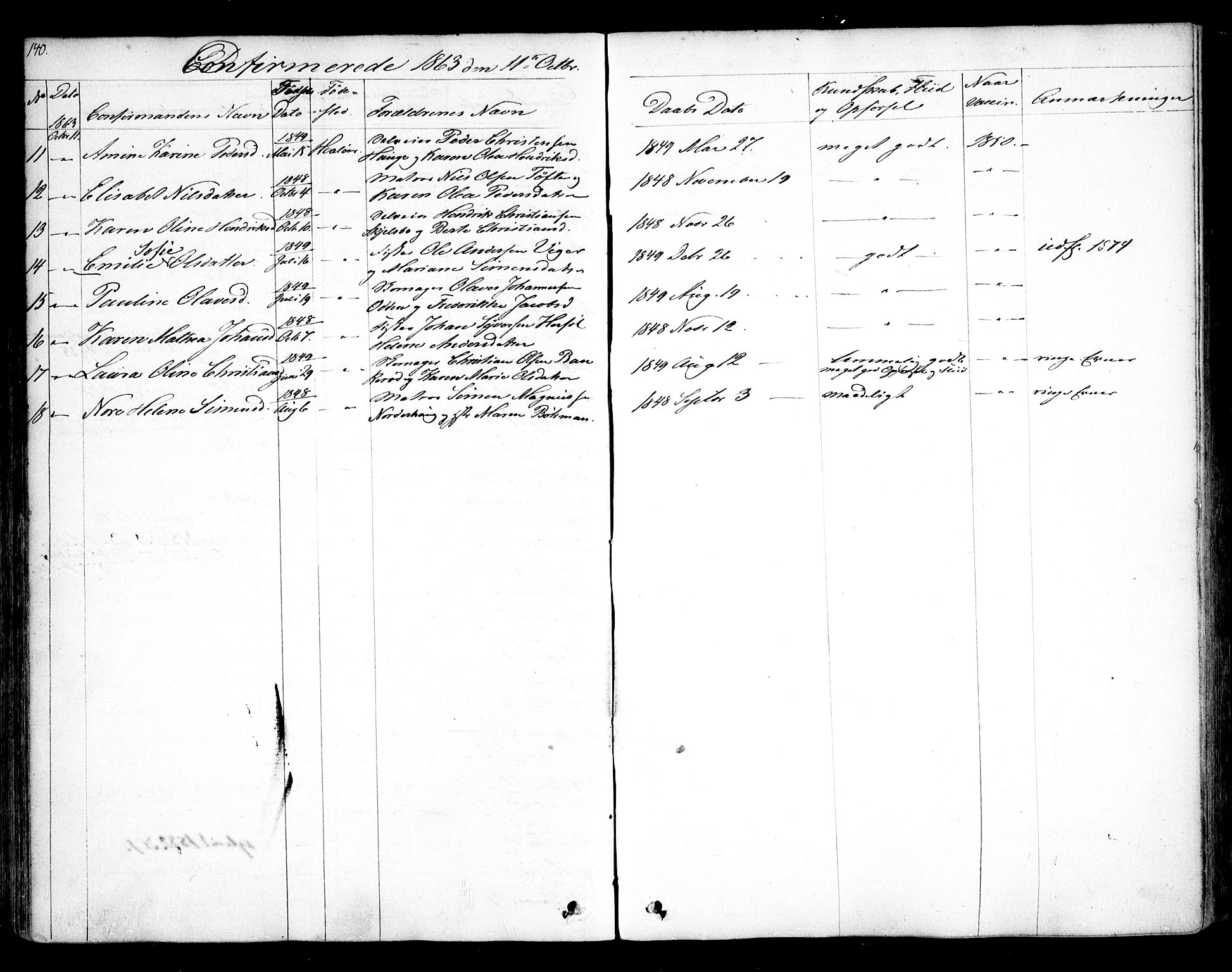 Hvaler prestekontor Kirkebøker, AV/SAO-A-2001/F/Fa/L0006: Parish register (official) no. I 6, 1846-1863, p. 140