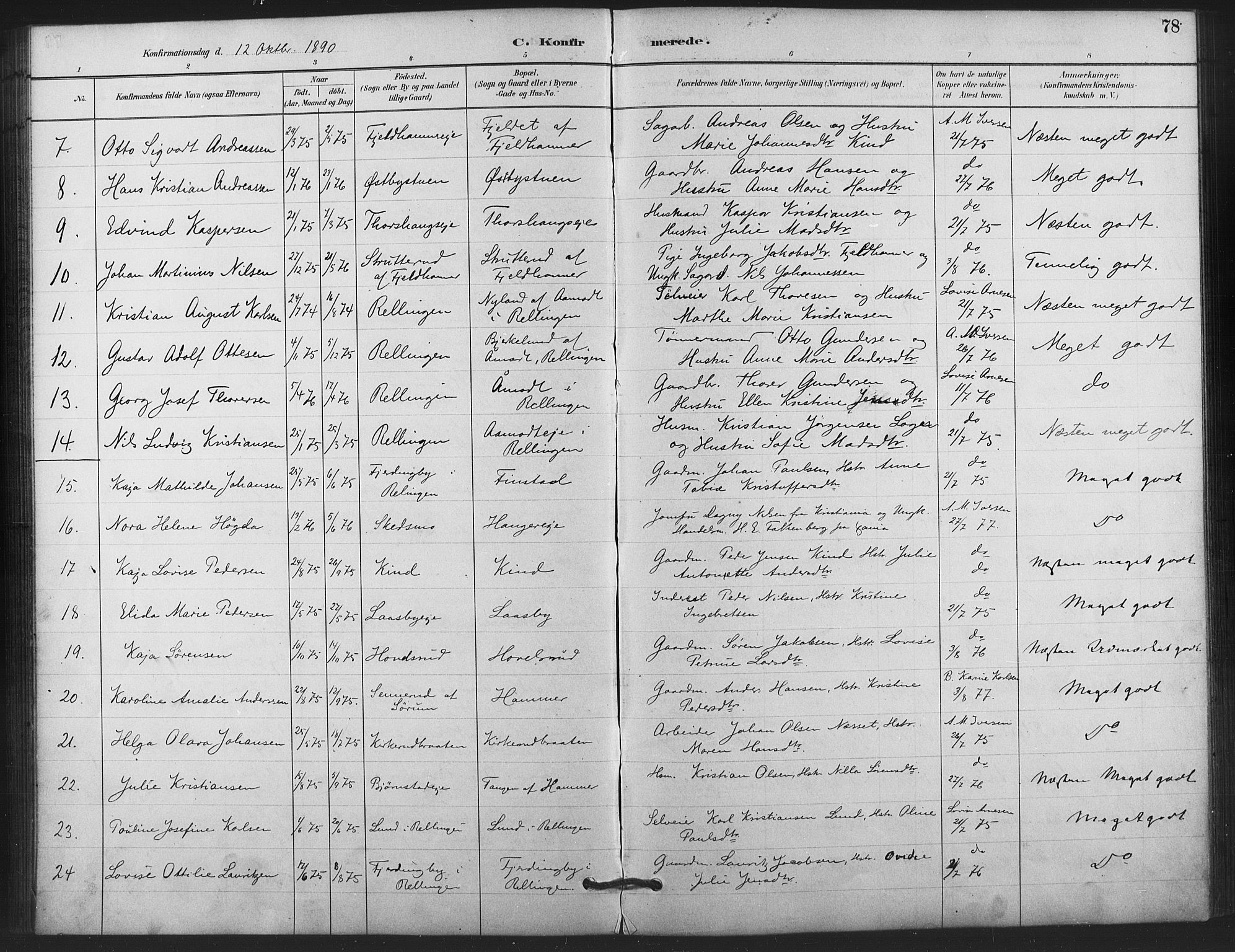 Skedsmo prestekontor Kirkebøker, AV/SAO-A-10033a/F/Fb/L0001: Parish register (official) no. II 1, 1883-1901, p. 78