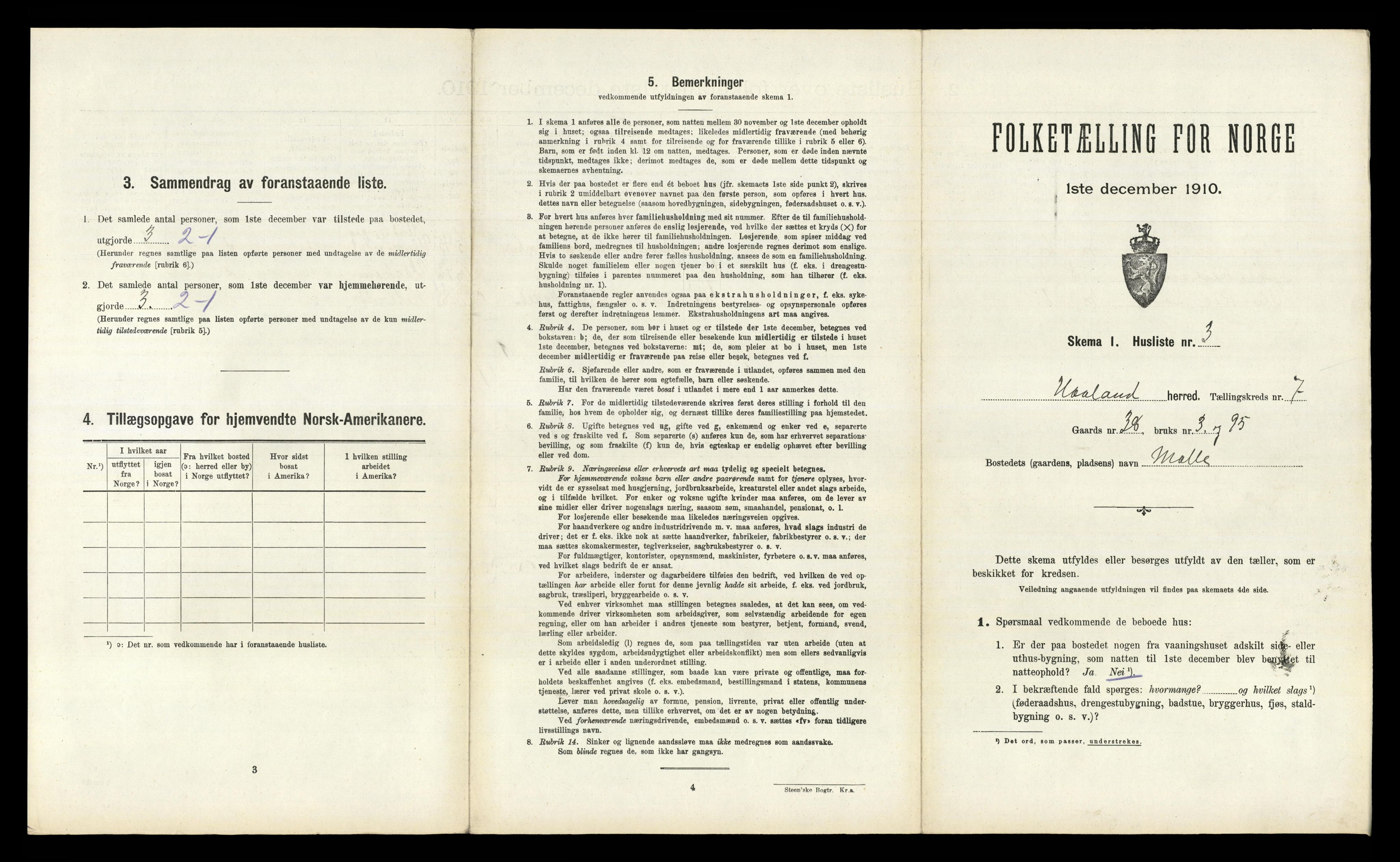 RA, 1910 census for Håland, 1910, p. 1073