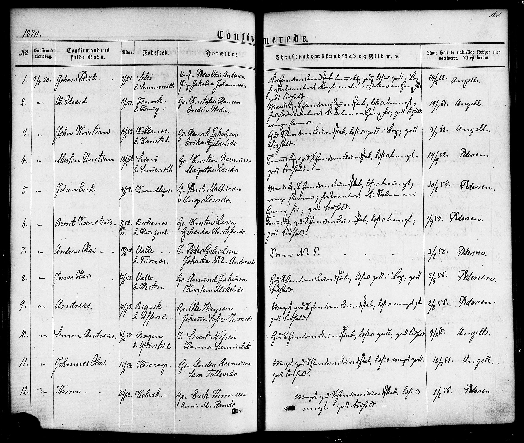 Ministerialprotokoller, klokkerbøker og fødselsregistre - Nordland, AV/SAT-A-1459/872/L1034: Parish register (official) no. 872A09, 1864-1884, p. 161