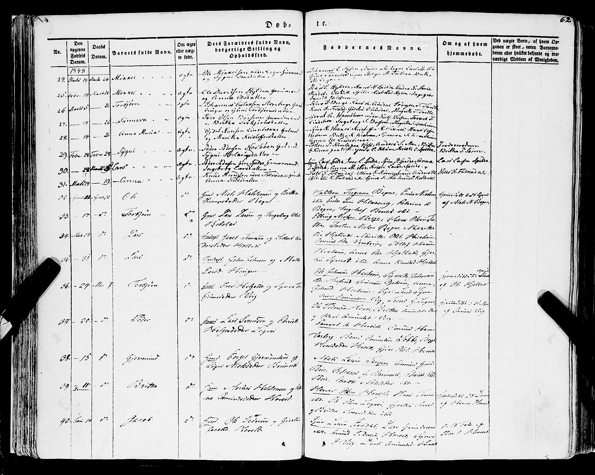 Ulvik sokneprestembete, AV/SAB-A-78801/H/Haa: Parish register (official) no. A 12, 1839-1853, p. 62