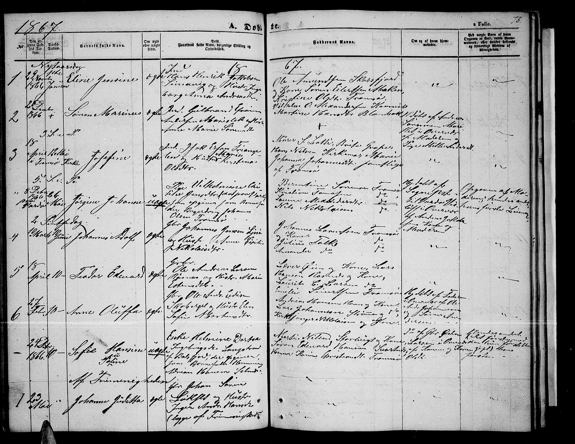 Tromsøysund sokneprestkontor, AV/SATØ-S-1304/G/Gb/L0001klokker: Parish register (copy) no. 1, 1857-1869, p. 78