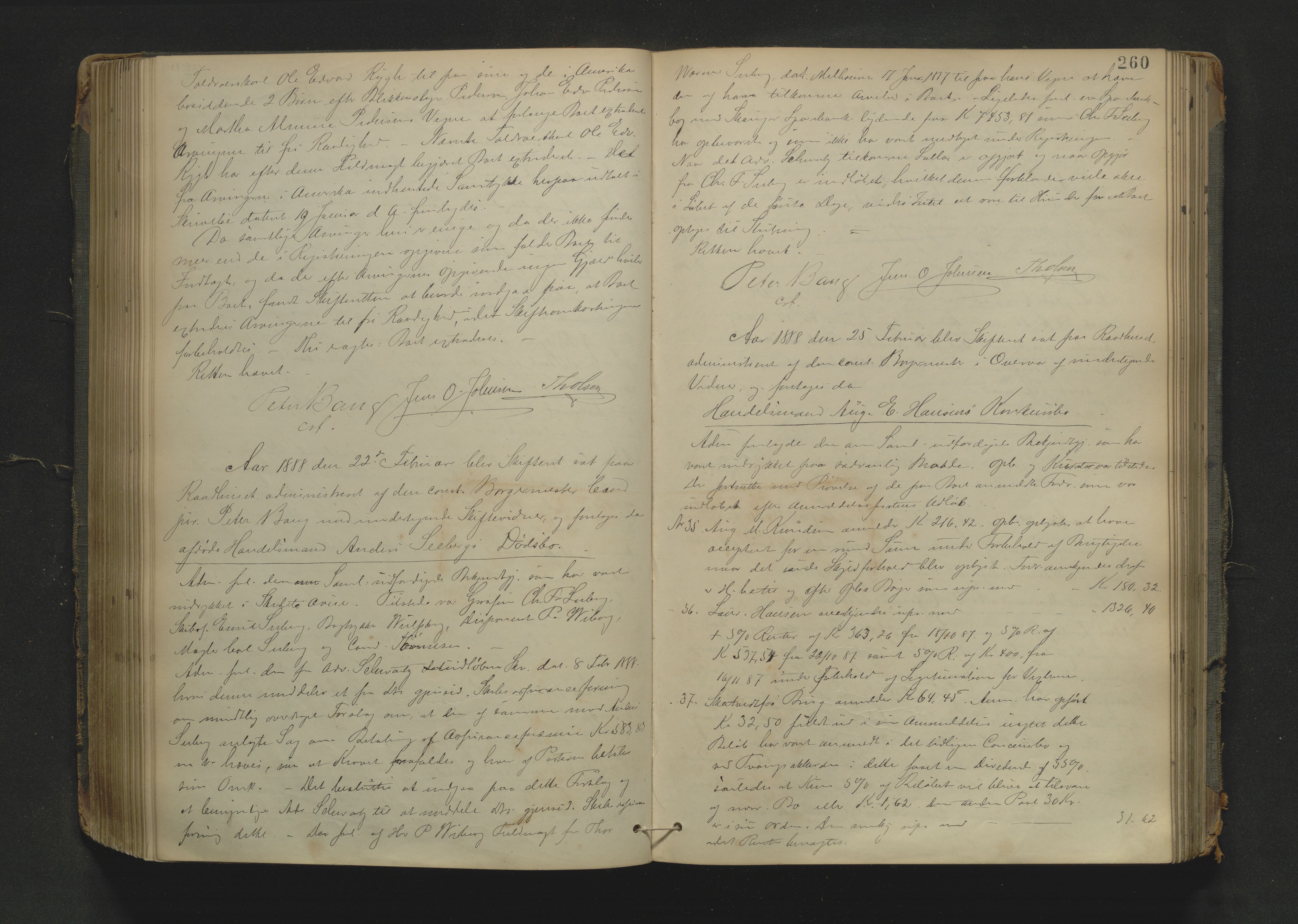 Drammen byfogd, AV/SAKO-A-222/H/Hb/Hbc/L0015: Skifteforhandlingsprotokoll. - Drammen., 1885-1890, p. 260