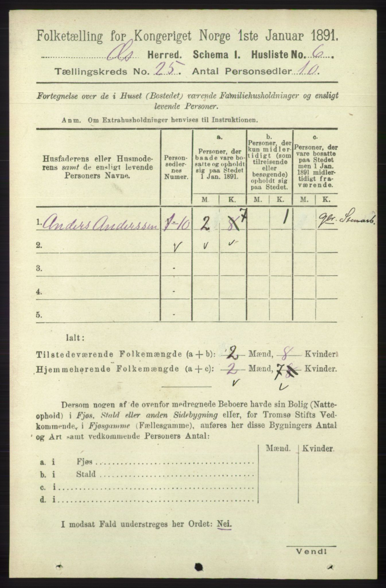 RA, 1891 census for 1243 Os, 1891, p. 5337