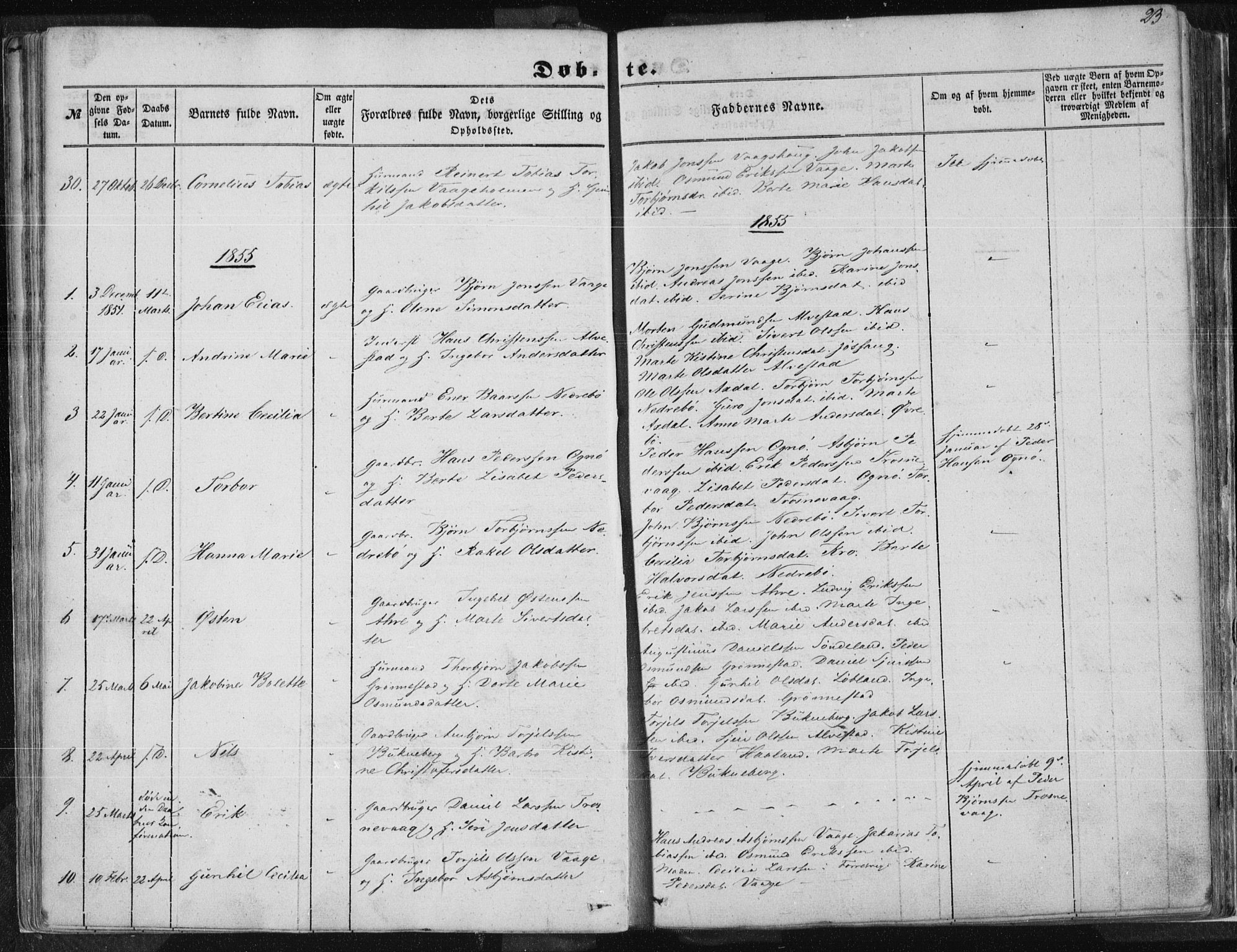 Tysvær sokneprestkontor, SAST/A -101864/H/Ha/Haa/L0002: Parish register (official) no. A 2, 1847-1856, p. 23