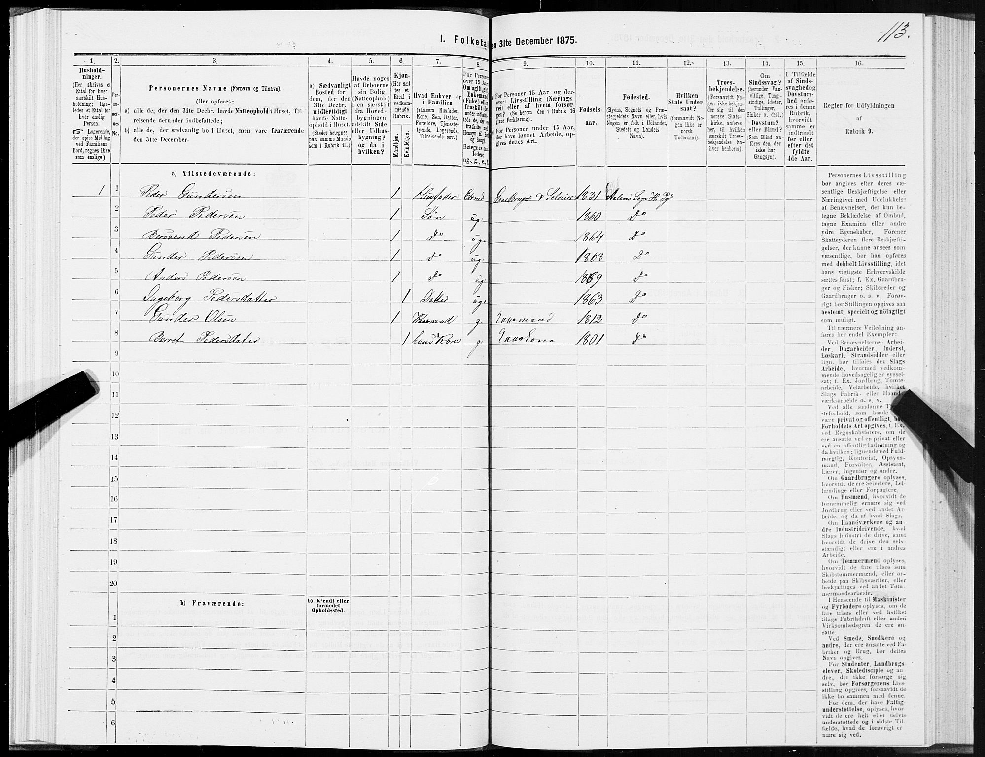 SAT, 1875 census for 1645P Haltdalen, 1875, p. 5113