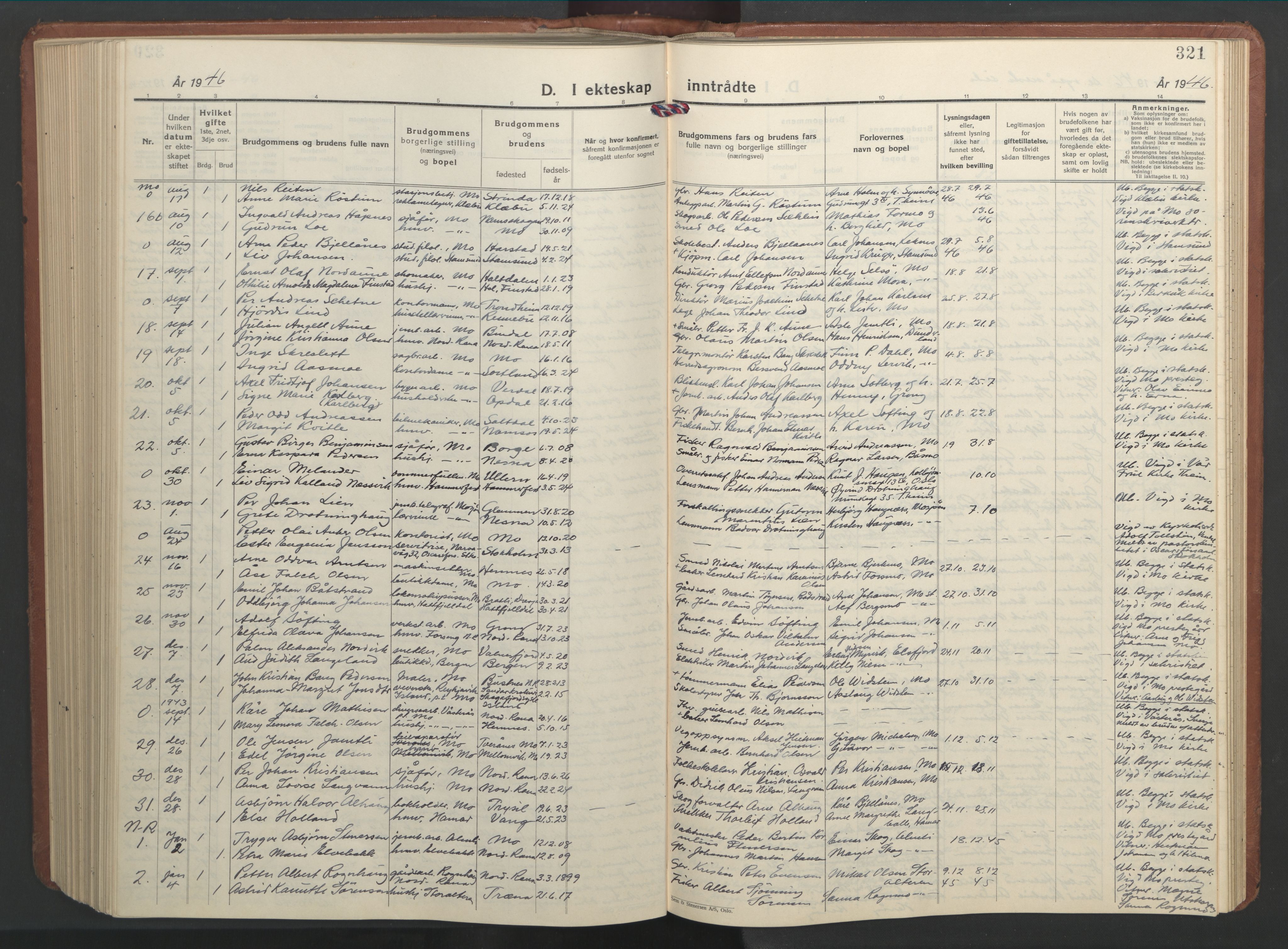 Ministerialprotokoller, klokkerbøker og fødselsregistre - Nordland, SAT/A-1459/827/L0425: Parish register (copy) no. 827C14, 1931-1946, p. 321