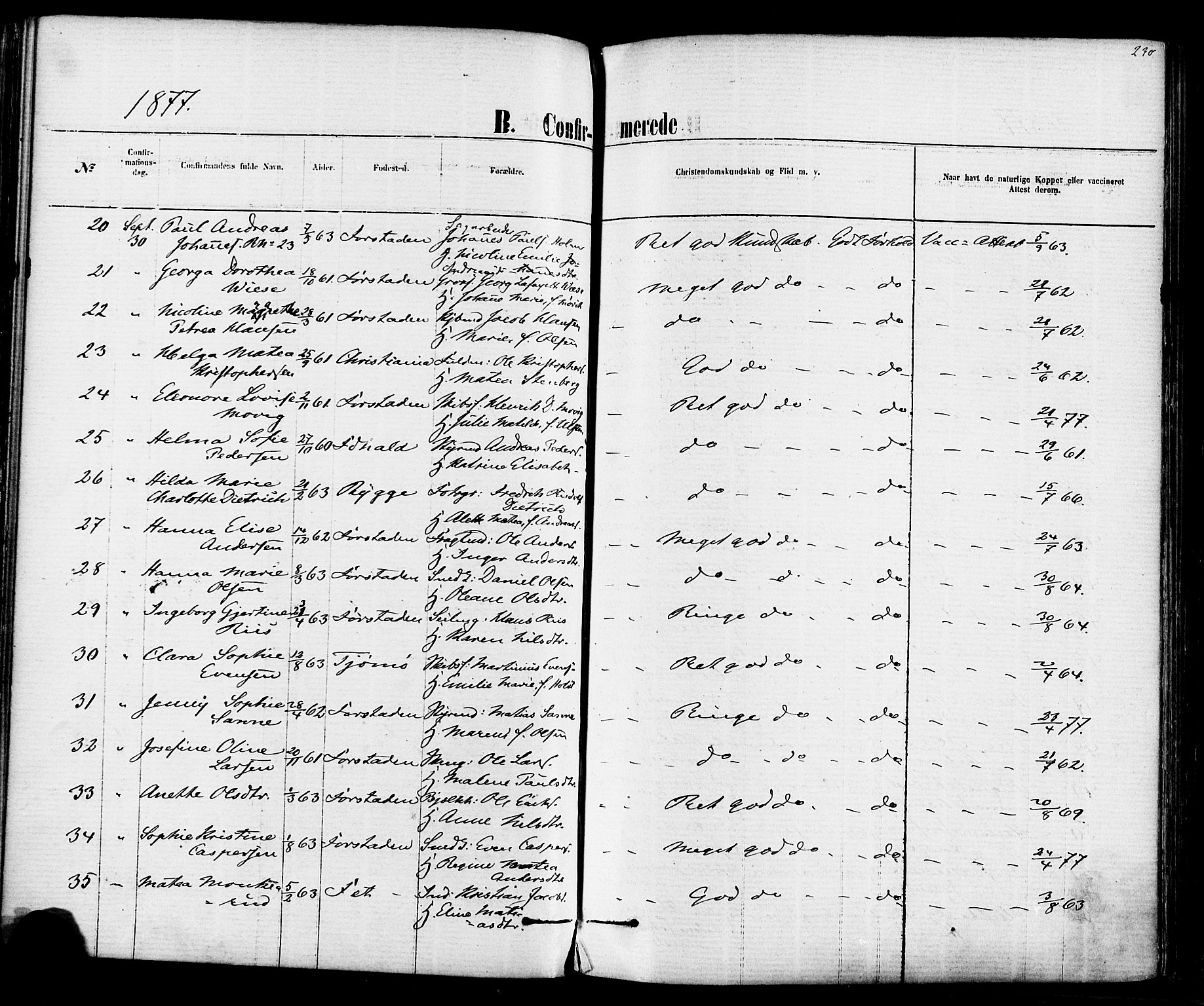 Fredrikstad domkirkes prestekontor Kirkebøker, AV/SAO-A-10906/F/Fa/L0001: Parish register (official) no. 1, 1871-1878, p. 230