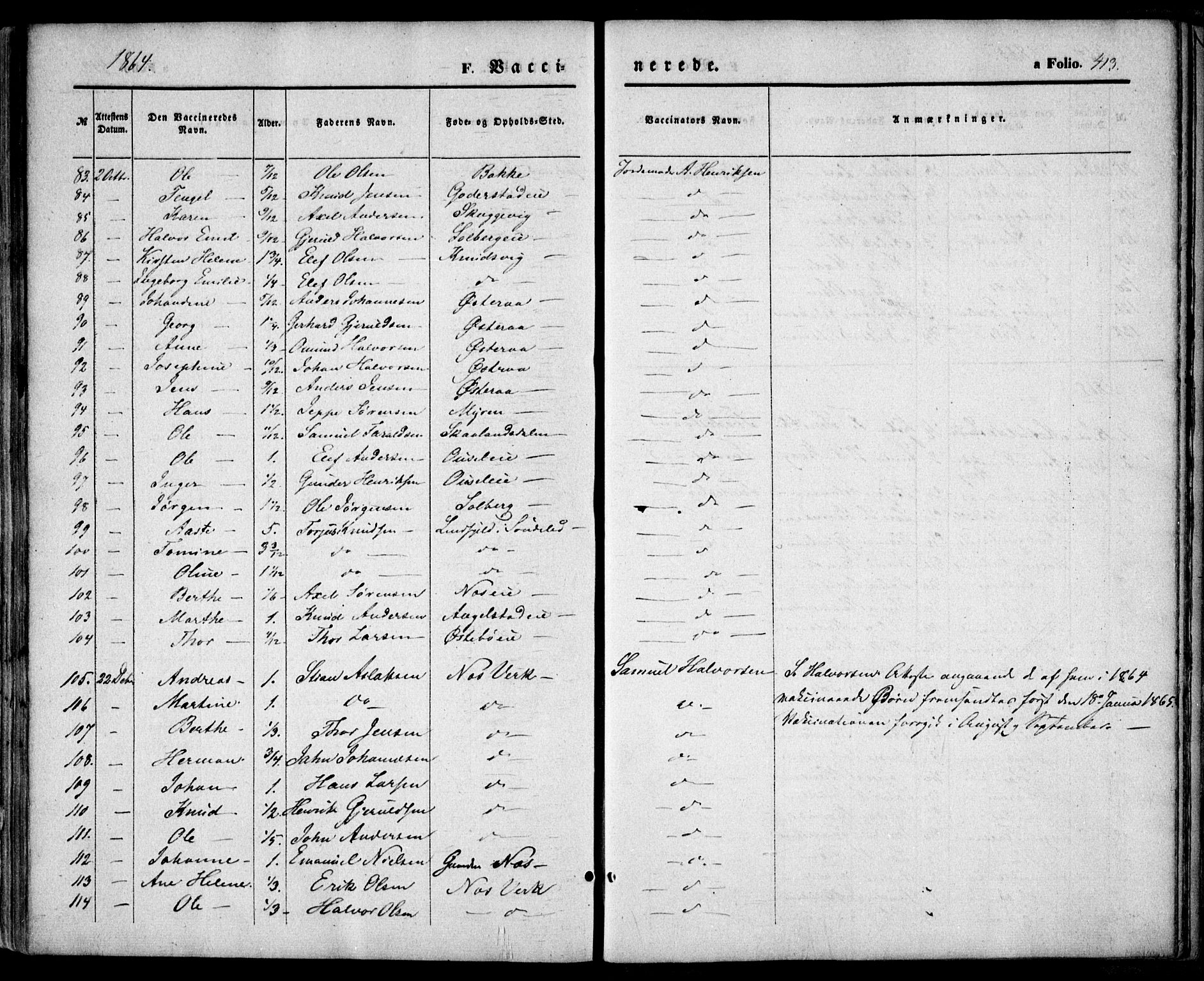 Holt sokneprestkontor, AV/SAK-1111-0021/F/Fa/L0009: Parish register (official) no. A 9, 1861-1871, p. 413