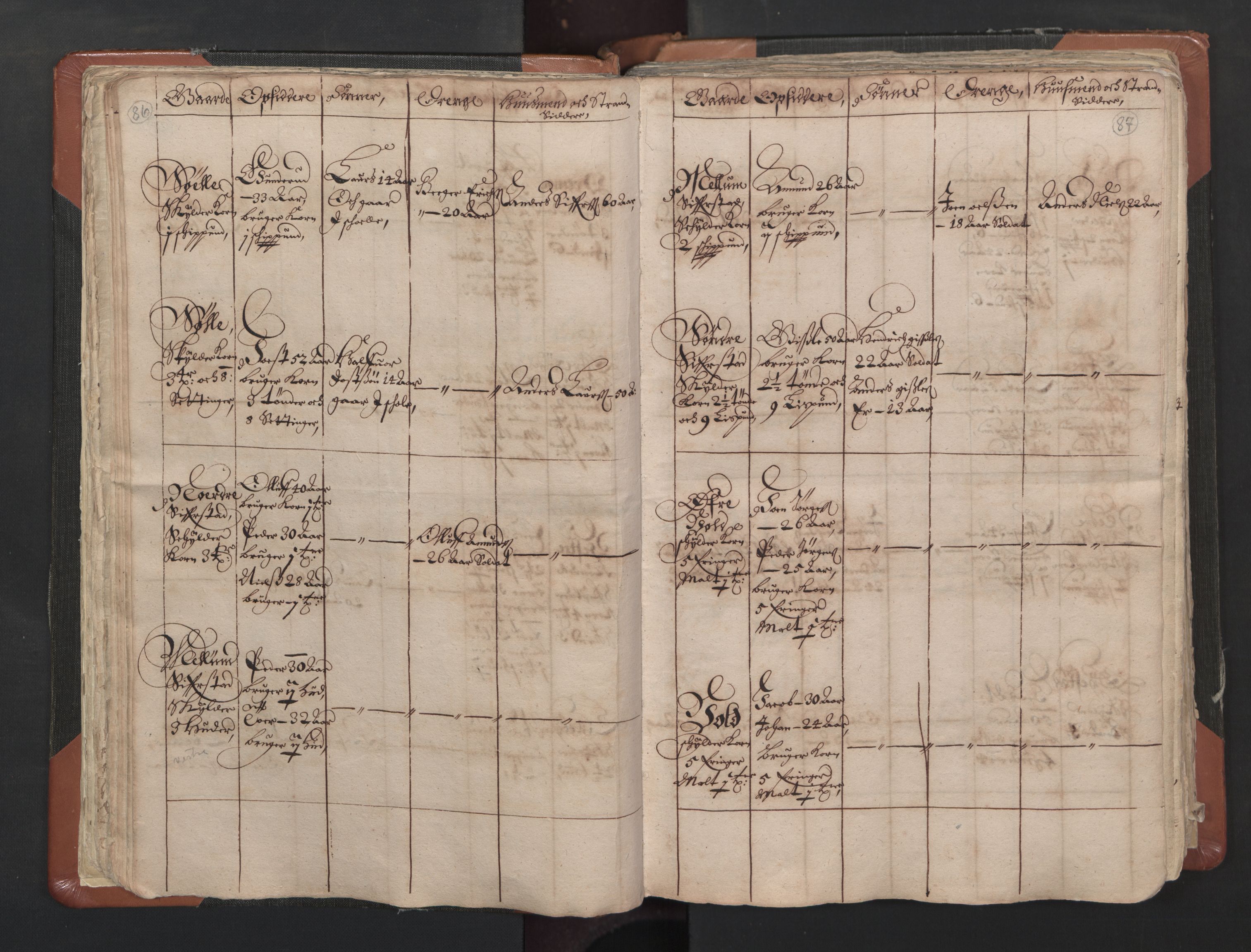 RA, Vicar's Census 1664-1666, no. 1: Nedre Borgesyssel deanery, 1664-1666, p. 86-87