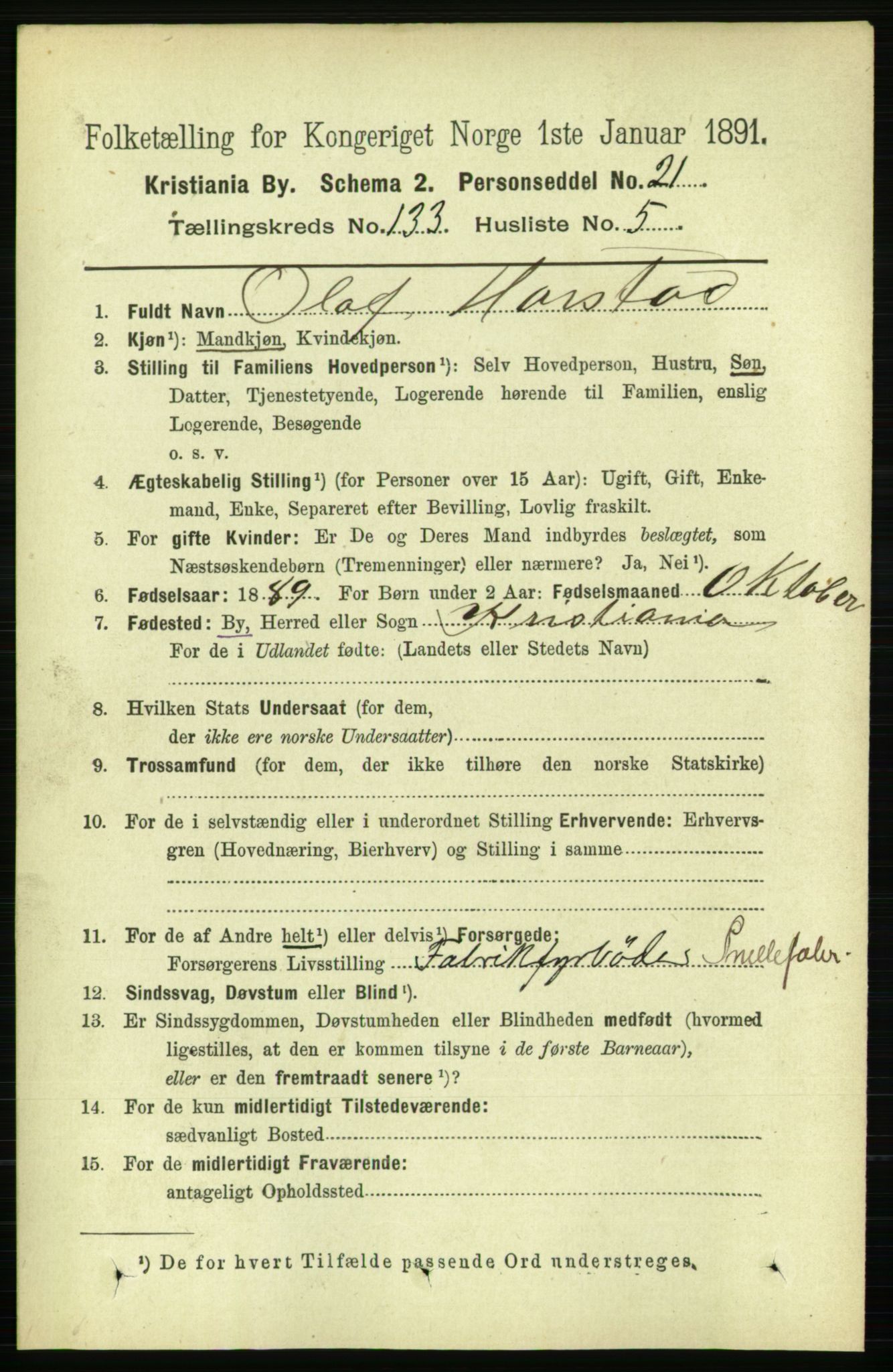 RA, 1891 census for 0301 Kristiania, 1891, p. 72638