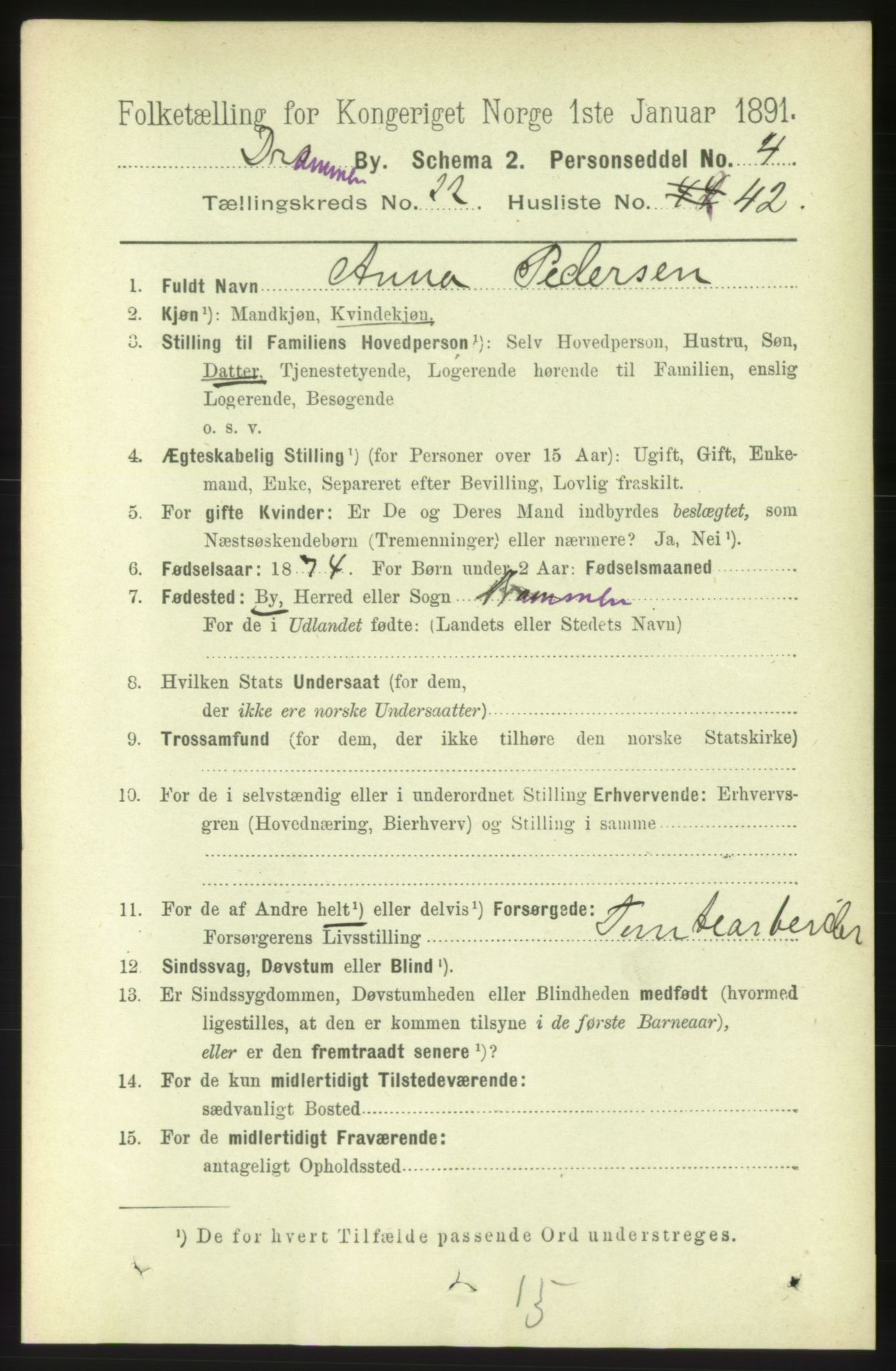 RA, 1891 census for 0602 Drammen, 1891, p. 14054