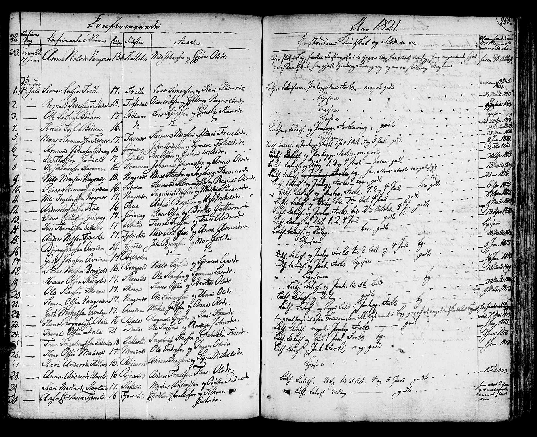 Leikanger sokneprestembete, AV/SAB-A-81001/H/Haa/Haaa/L0006: Parish register (official) no. A 6, 1810-1838, p. 255