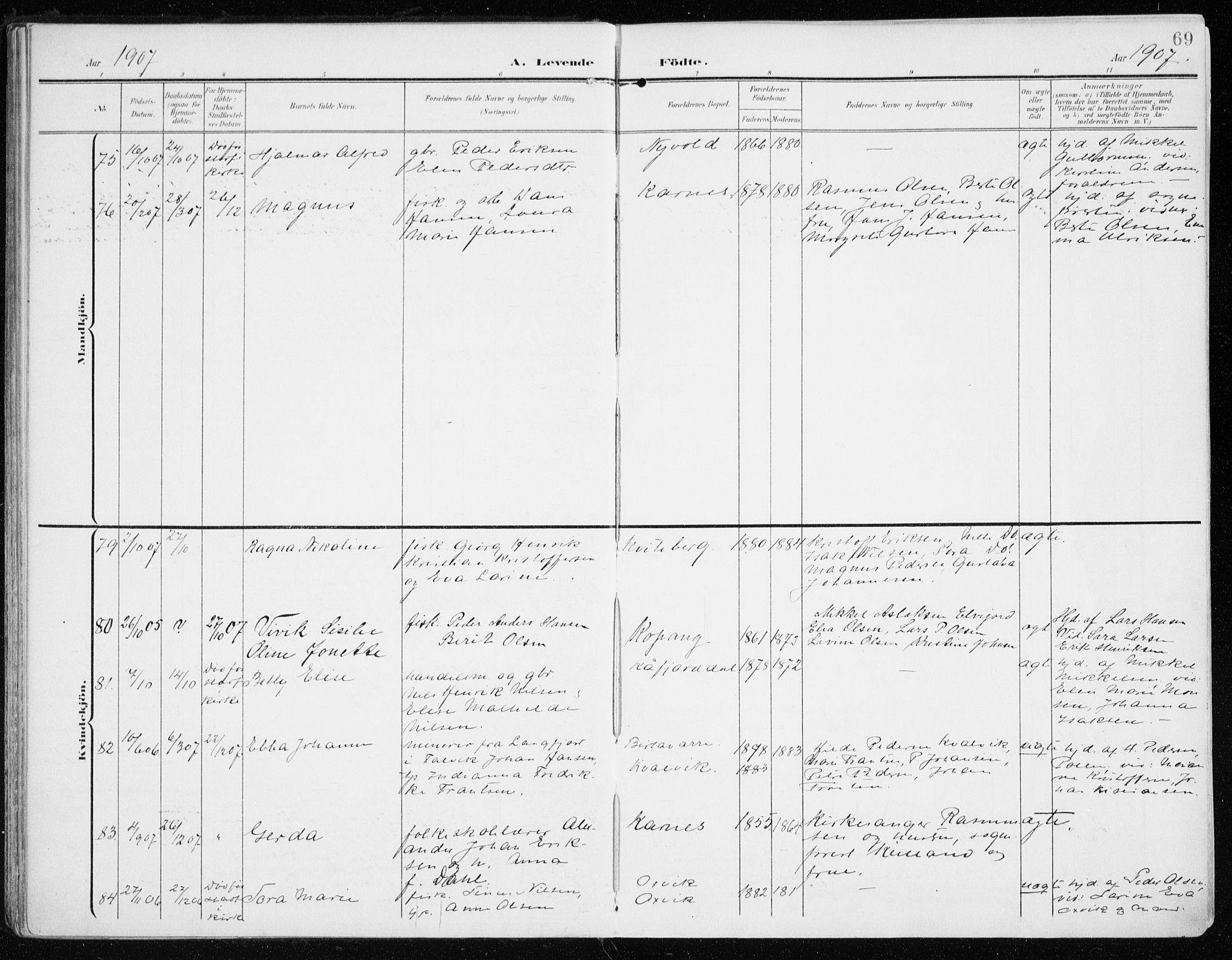 Lyngen sokneprestembete, AV/SATØ-S-1289/H/He/Hea/L0011kirke: Parish register (official) no. 11, 1903-1913, p. 69