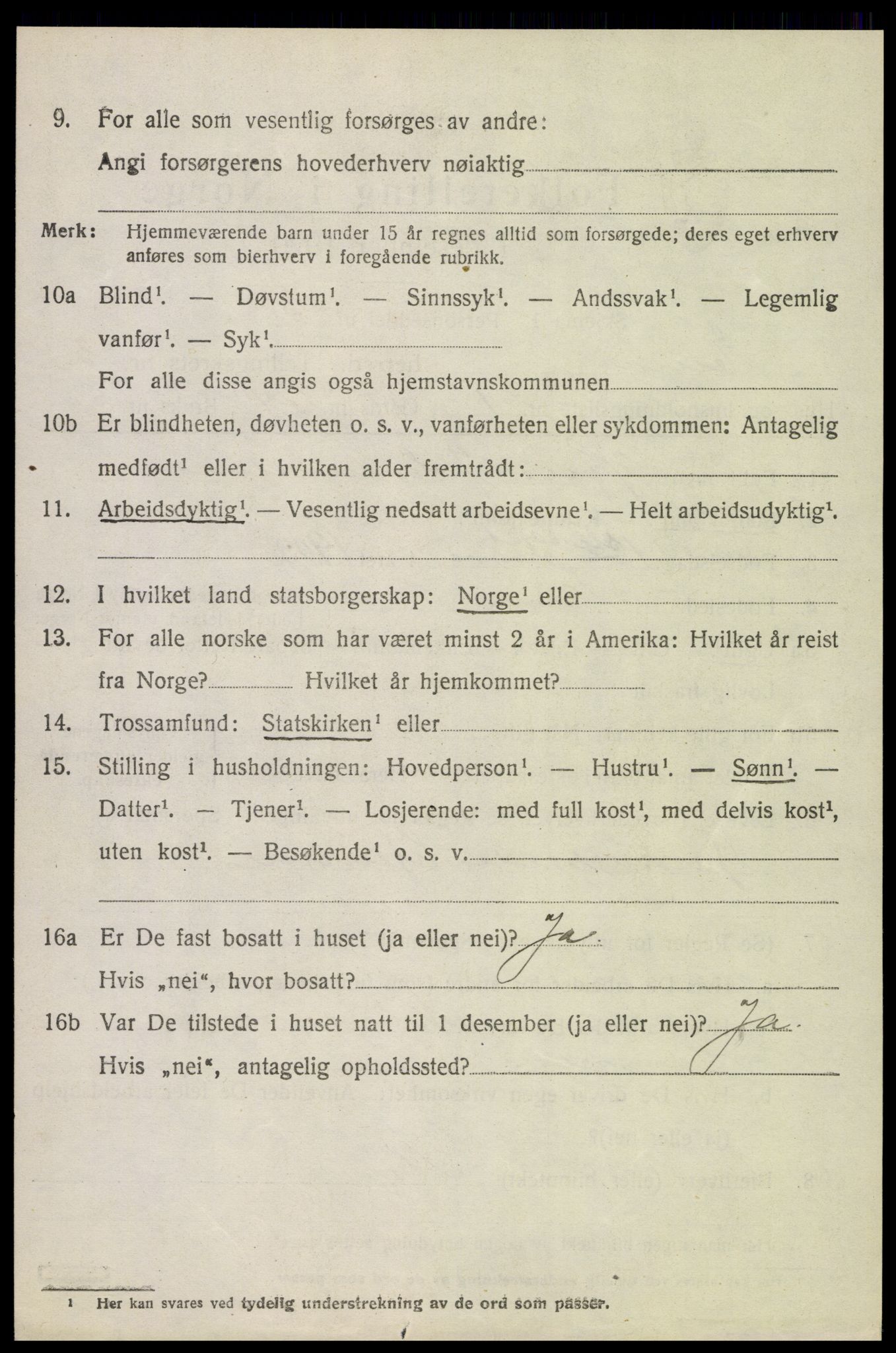 SAH, 1920 census for Eina, 1920, p. 2181