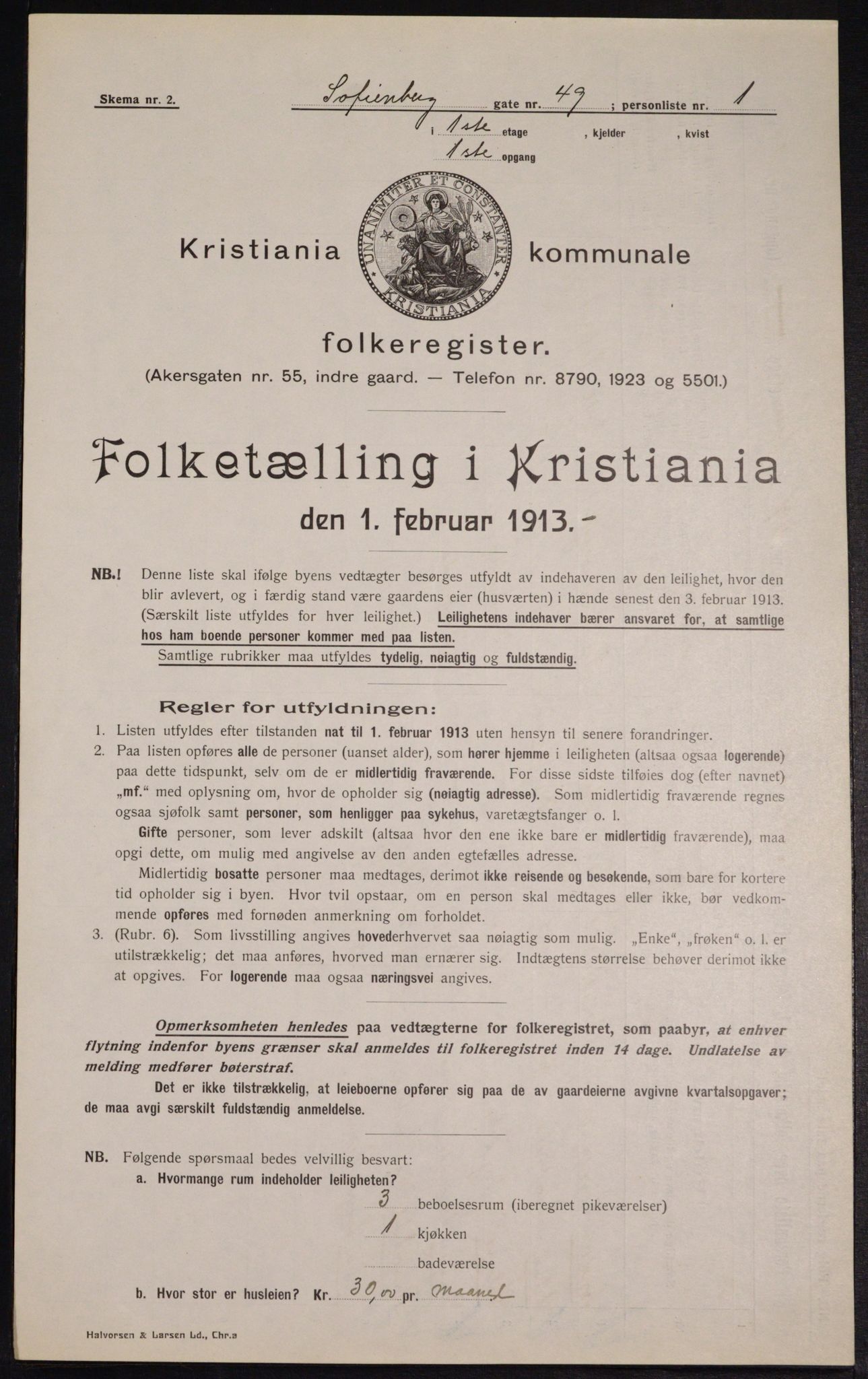 OBA, Municipal Census 1913 for Kristiania, 1913, p. 98690