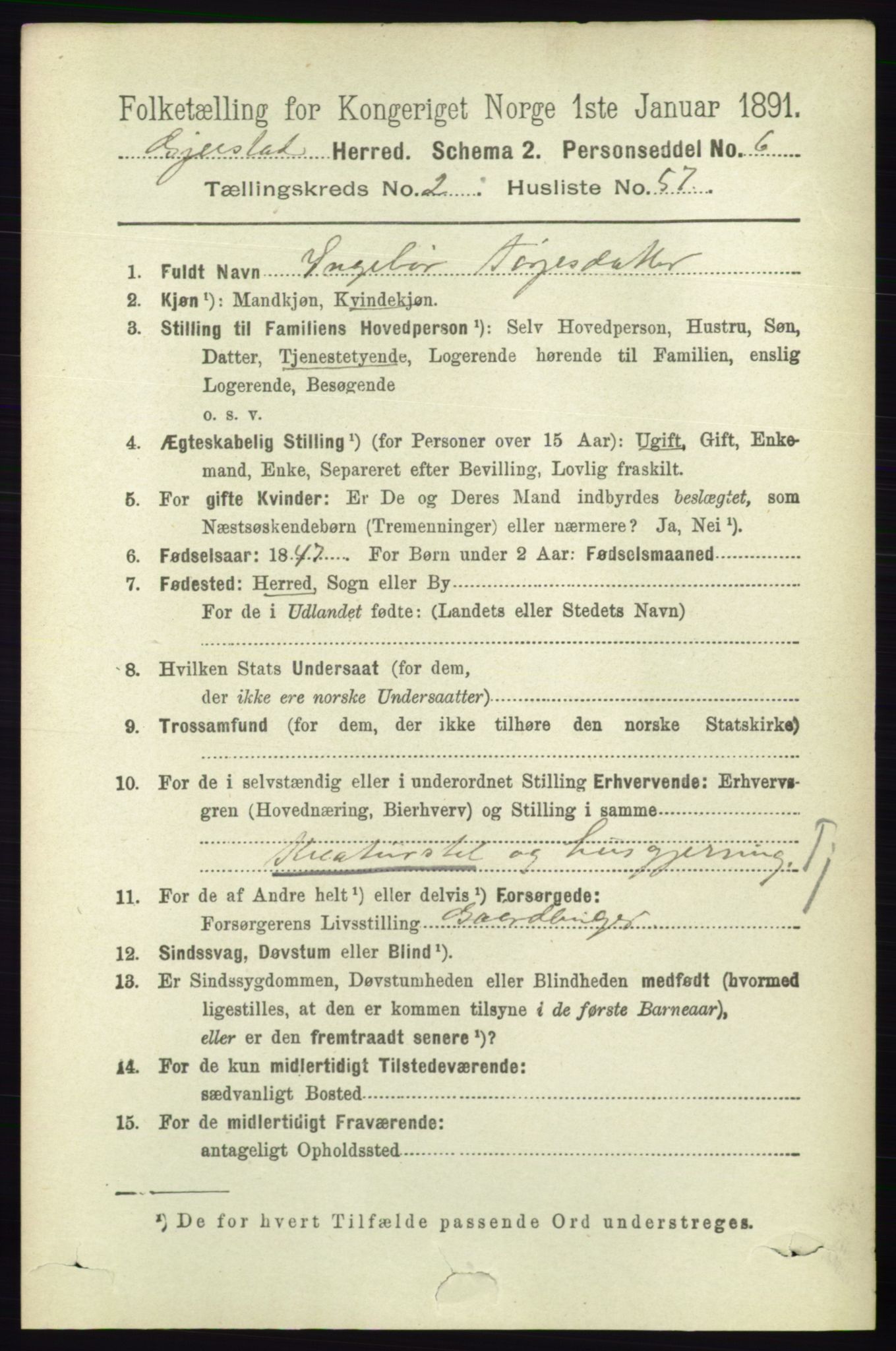 RA, 1891 census for 0911 Gjerstad, 1891, p. 986