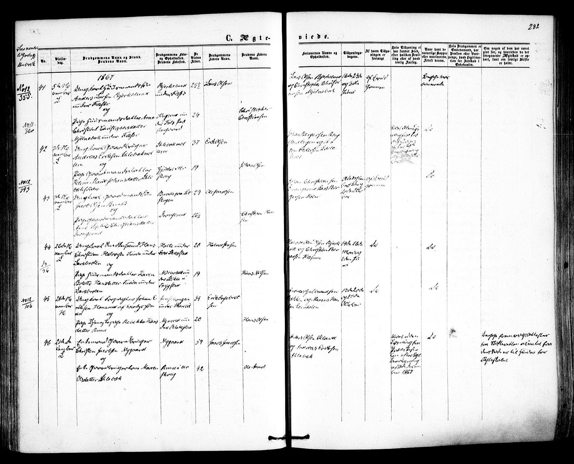 Høland prestekontor Kirkebøker, AV/SAO-A-10346a/F/Fa/L0011: Parish register (official) no. I 11, 1862-1869, p. 282