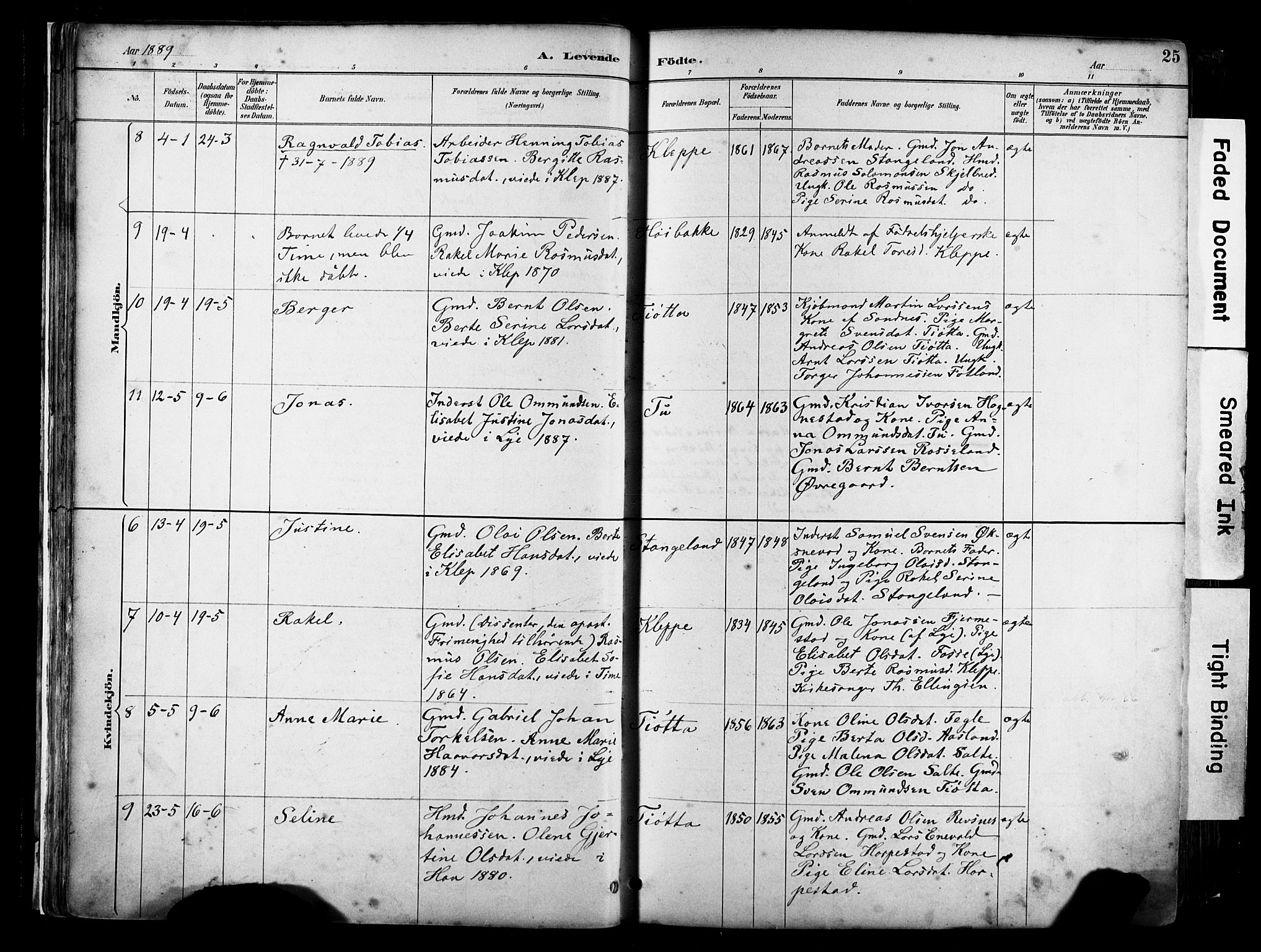 Klepp sokneprestkontor, AV/SAST-A-101803/001/3/30BA/L0009: Parish register (official) no. A 7, 1886-1915, p. 25