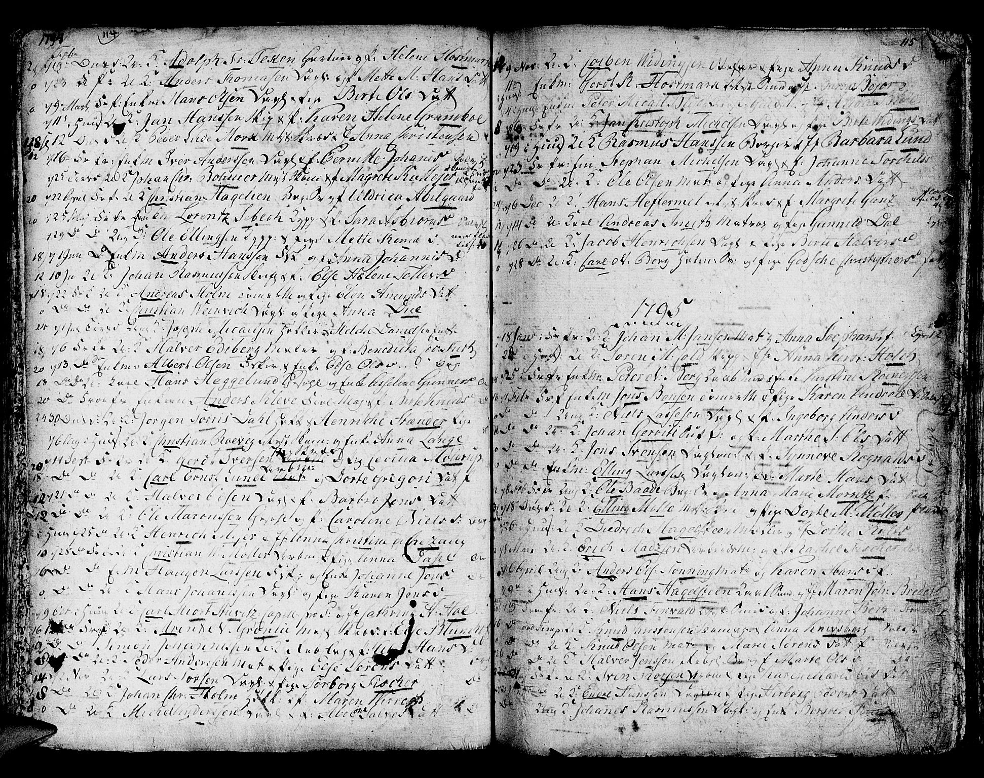 Domkirken sokneprestembete, AV/SAB-A-74801/H/Haa/L0007: Parish register (official) no. A 7, 1725-1826, p. 114-115