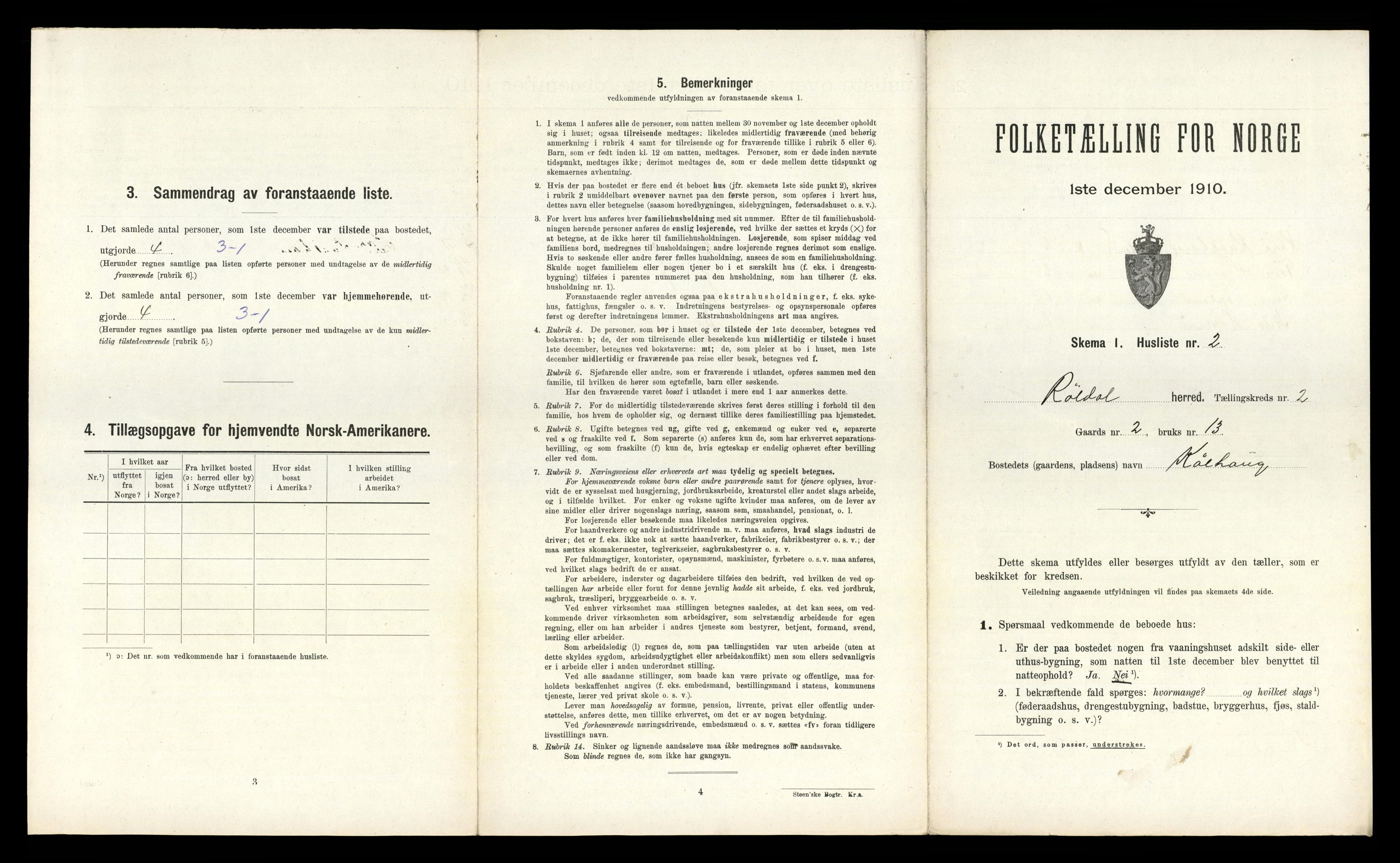 RA, 1910 census for Røldal, 1910, p. 101