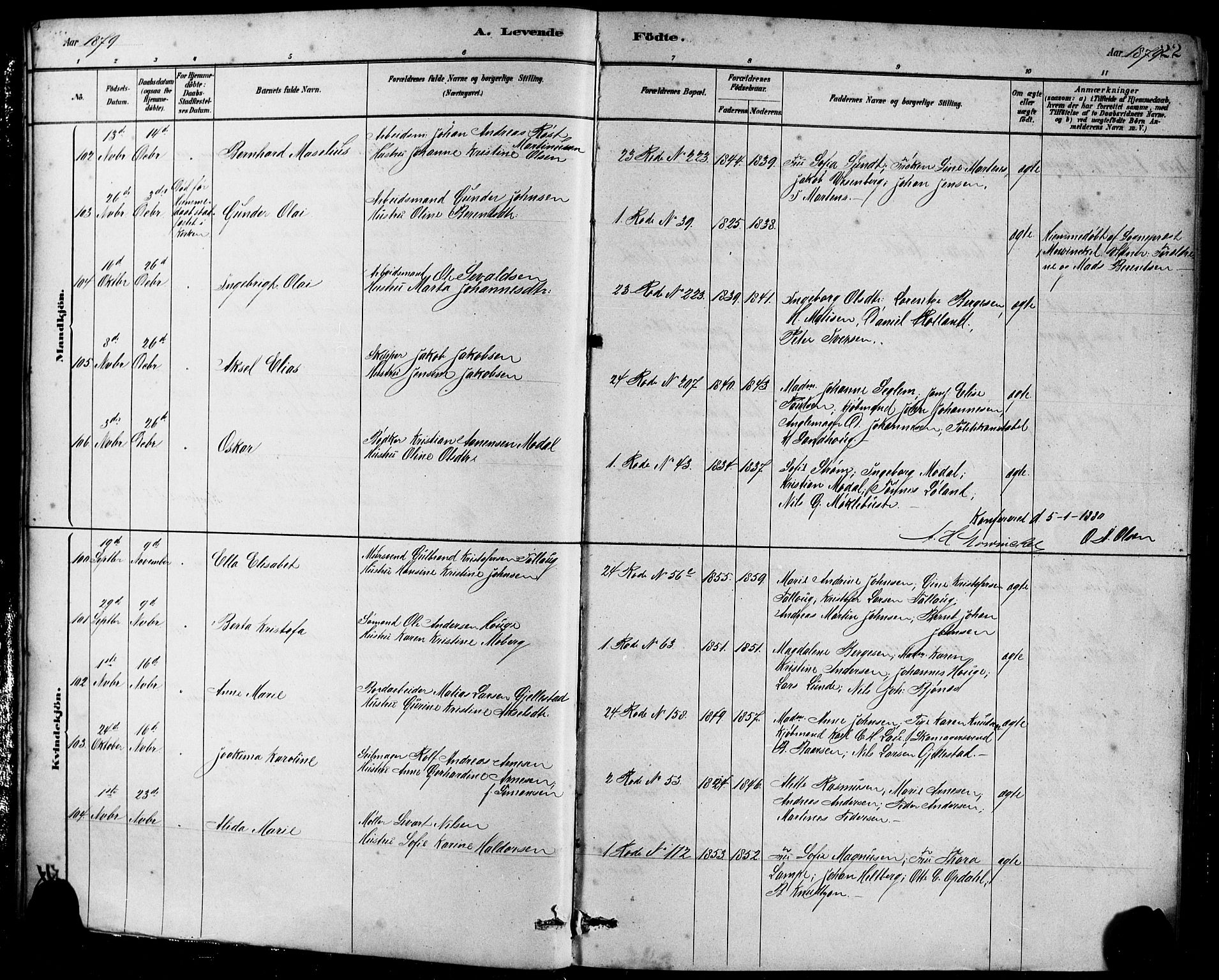 Sandviken Sokneprestembete, SAB/A-77601/H/Hb/L0001: Parish register (copy) no. A 2, 1879-1892, p. 22